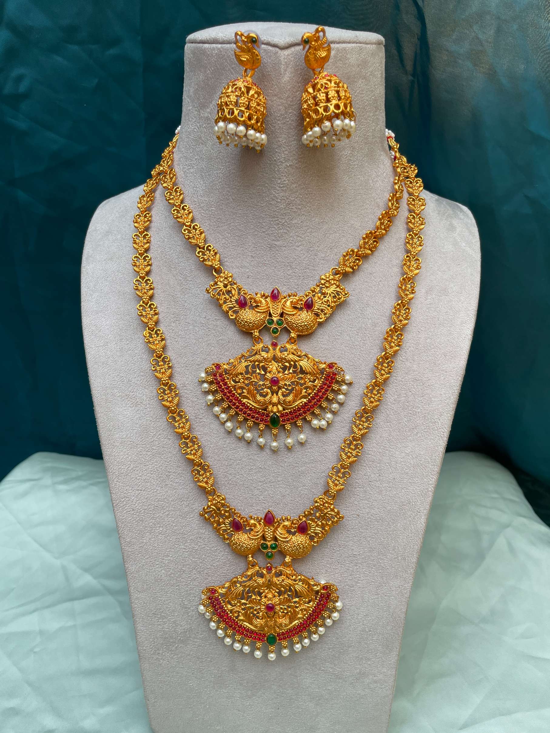 Exclusive Matt Gold Plated Temple Necklace Combo - Abdesignsjewellery