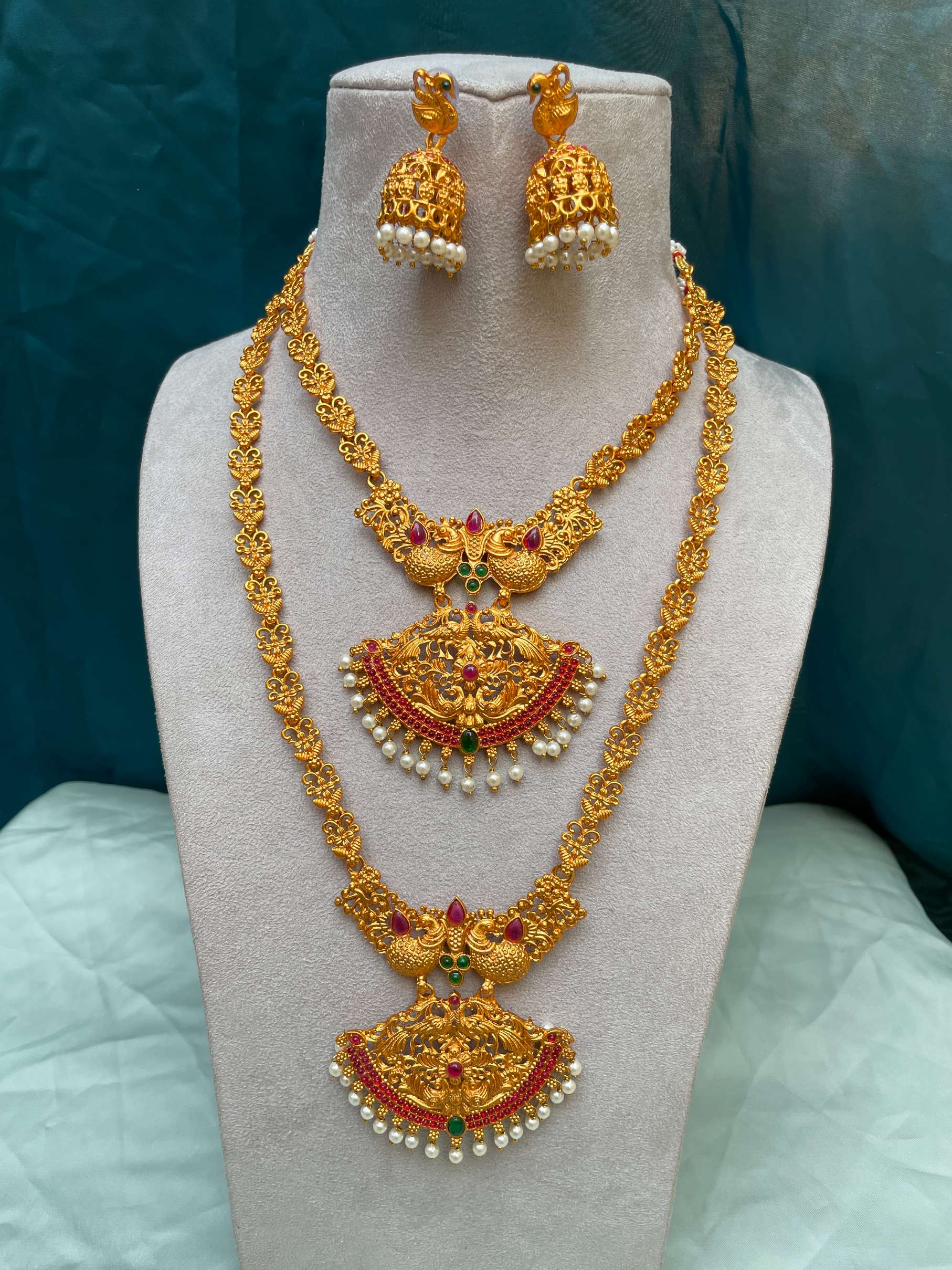 Exclusive Matt Gold Plated Temple Necklace Combo - Abdesignsjewellery