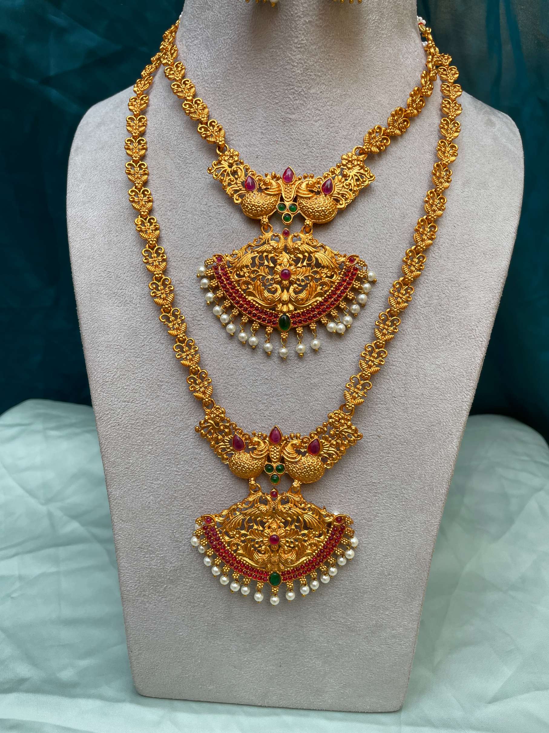 Exclusive Matt Gold Plated Temple Necklace Combo - Abdesignsjewellery