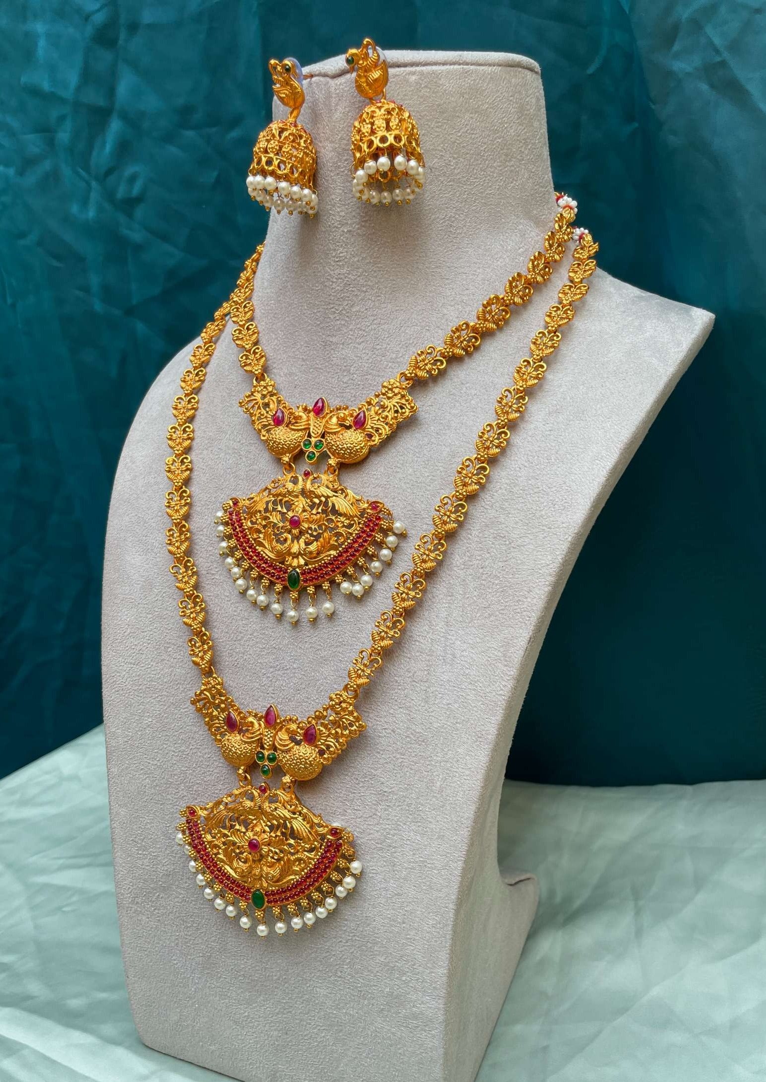 Exclusive Matt Gold Plated Temple Necklace Combo - Abdesignsjewellery