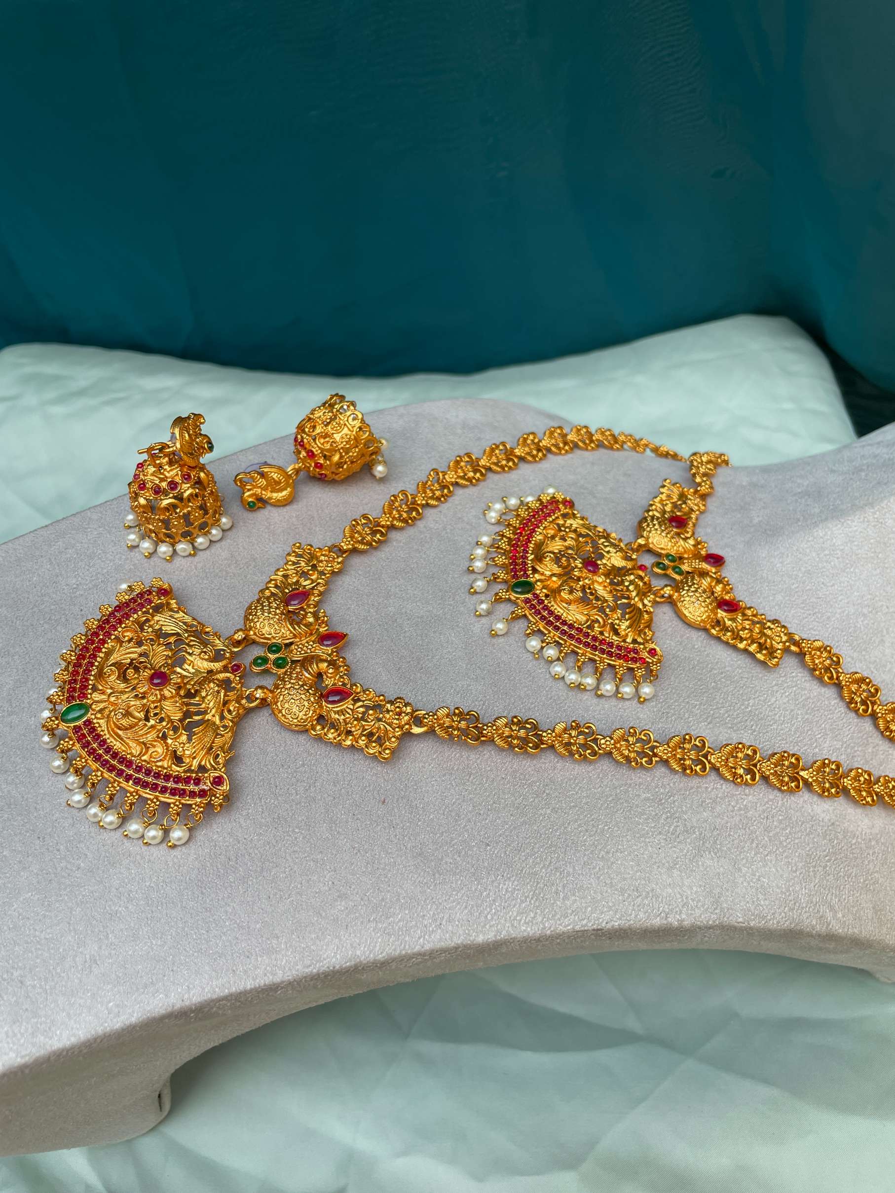 Exclusive Matt Gold Plated Temple Necklace Combo - Abdesignsjewellery