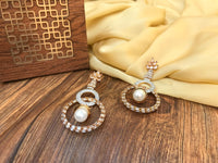 Thumbnail for Two Round Pearl American Diamond Earring