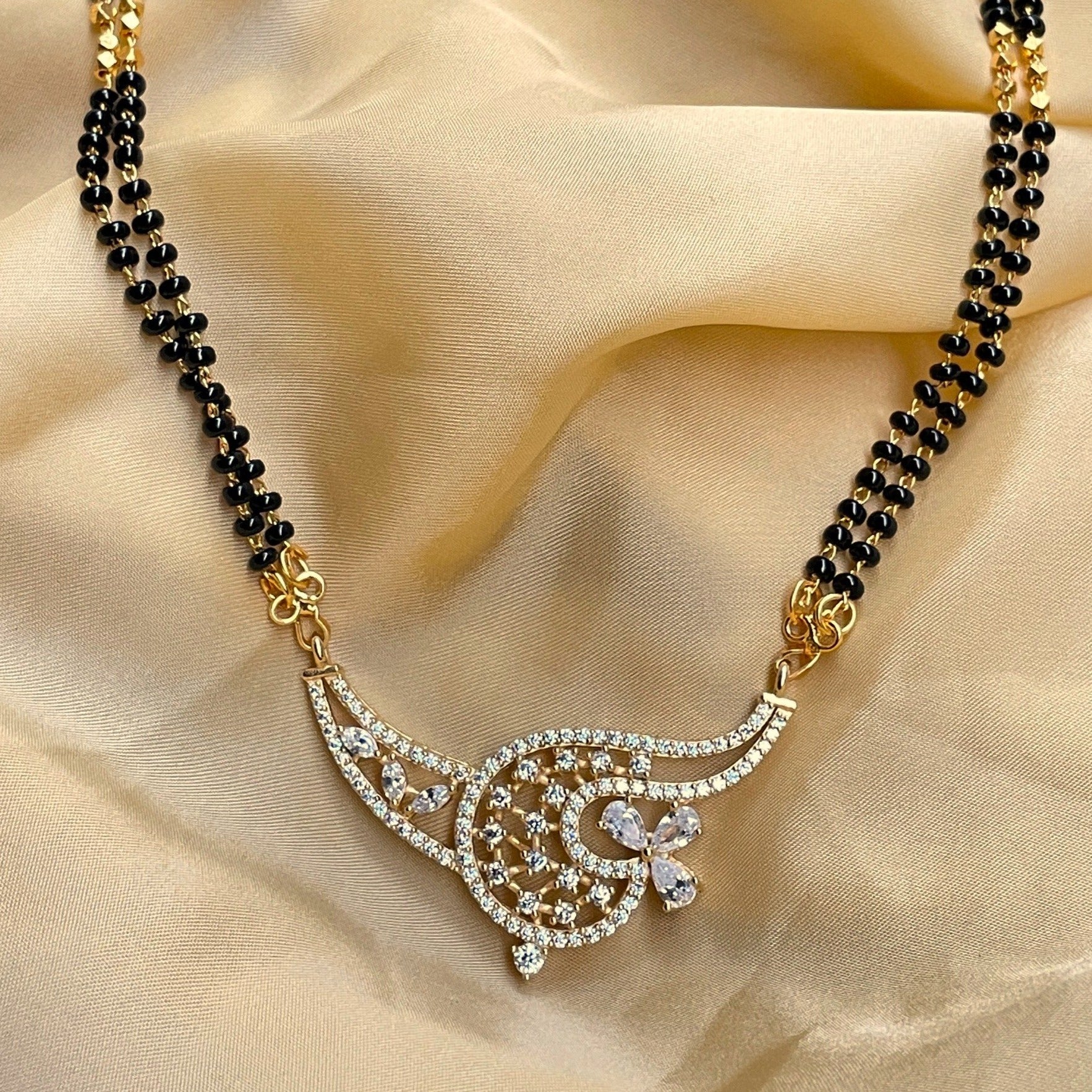 South Indian Gold Plated Diamond Mangalsutra - mangalsutra by Abdesigns Jewellery