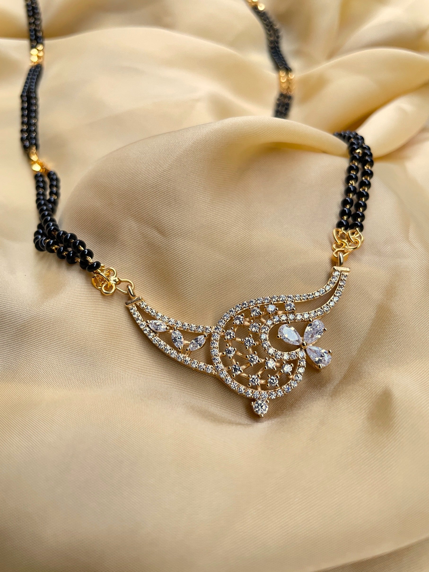 South Indian Gold Plated Diamond Mangalsutra - mangalsutra by Abdesigns Jewellery