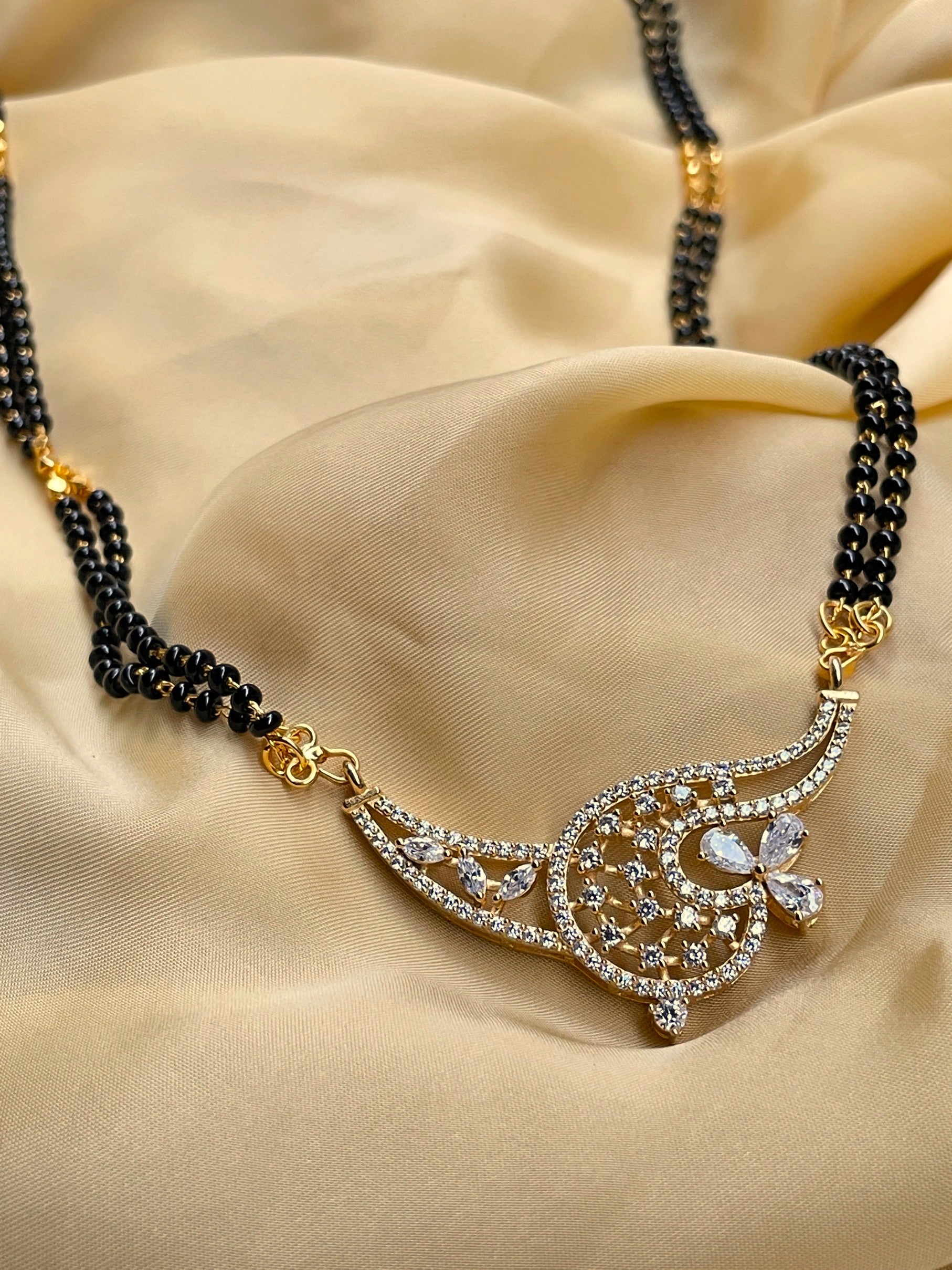 South Indian Gold Plated Diamond Mangalsutra - mangalsutra by Abdesigns Jewellery