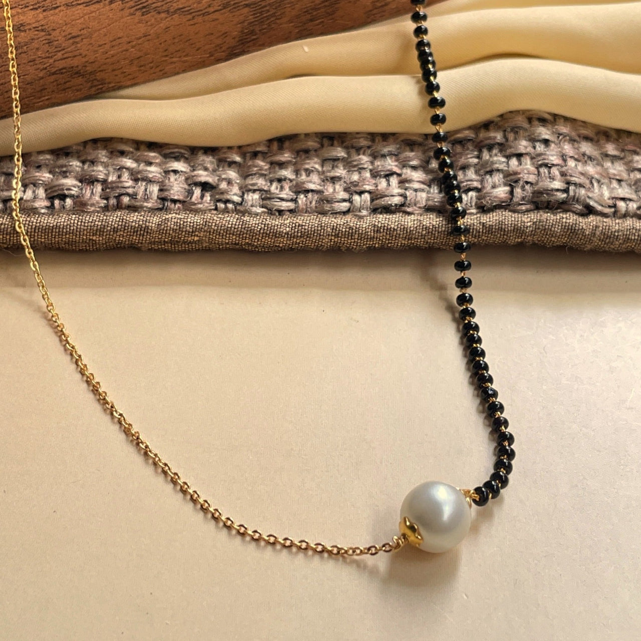 Contemporary Pearl Gold Plated Mangalsutra - Abdesignsjewellery