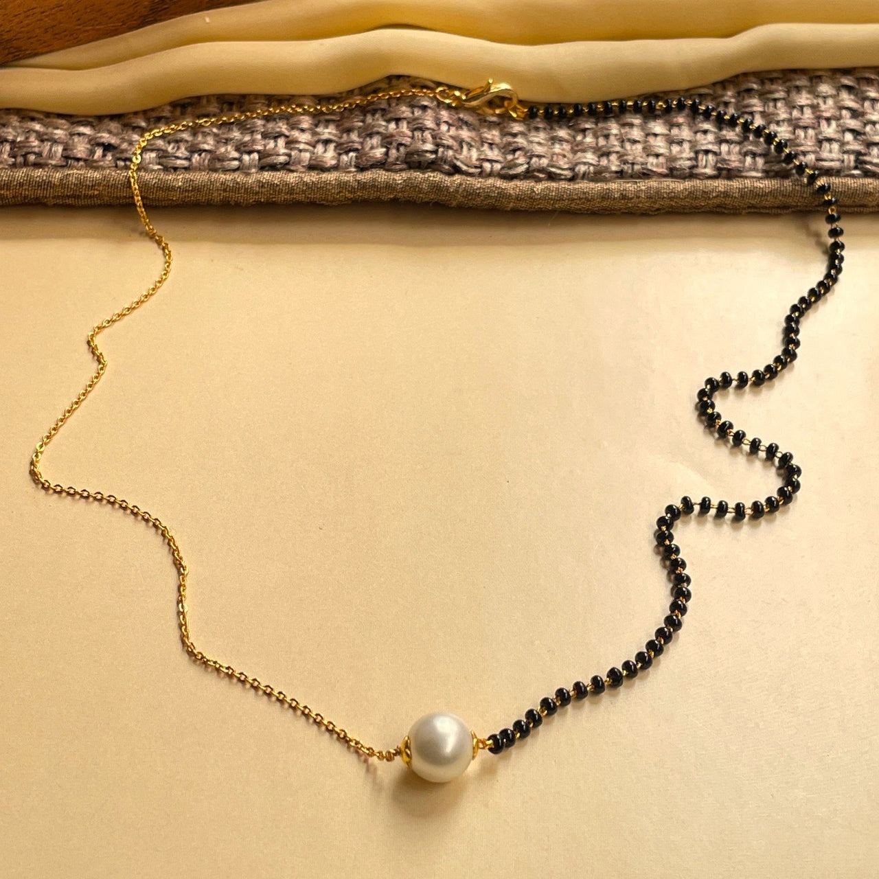 Contemporary Pearl Gold Plated Mangalsutra - Abdesignsjewellery