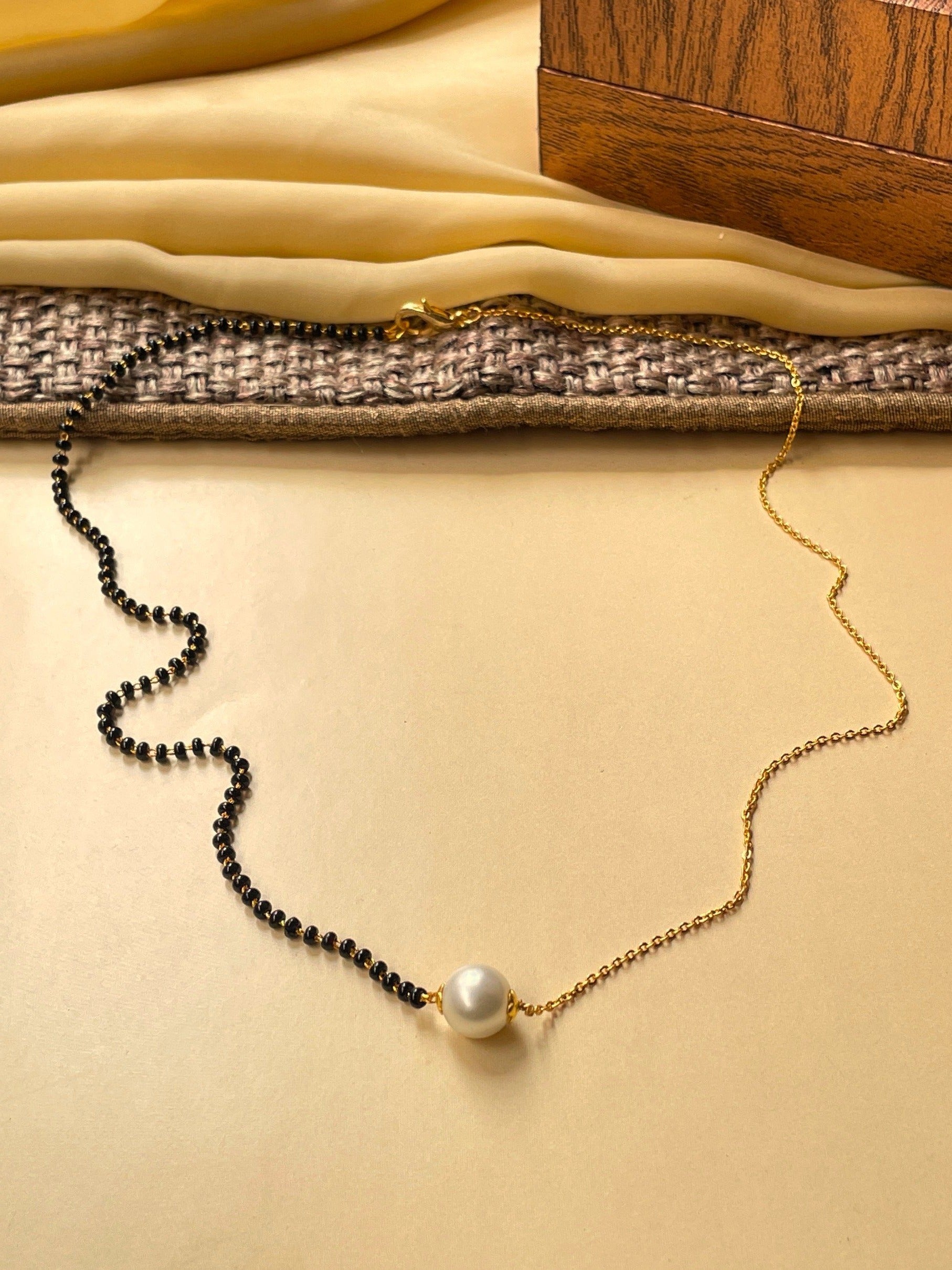 Contemporary Pearl Gold Plated Mangalsutra - Abdesignsjewellery