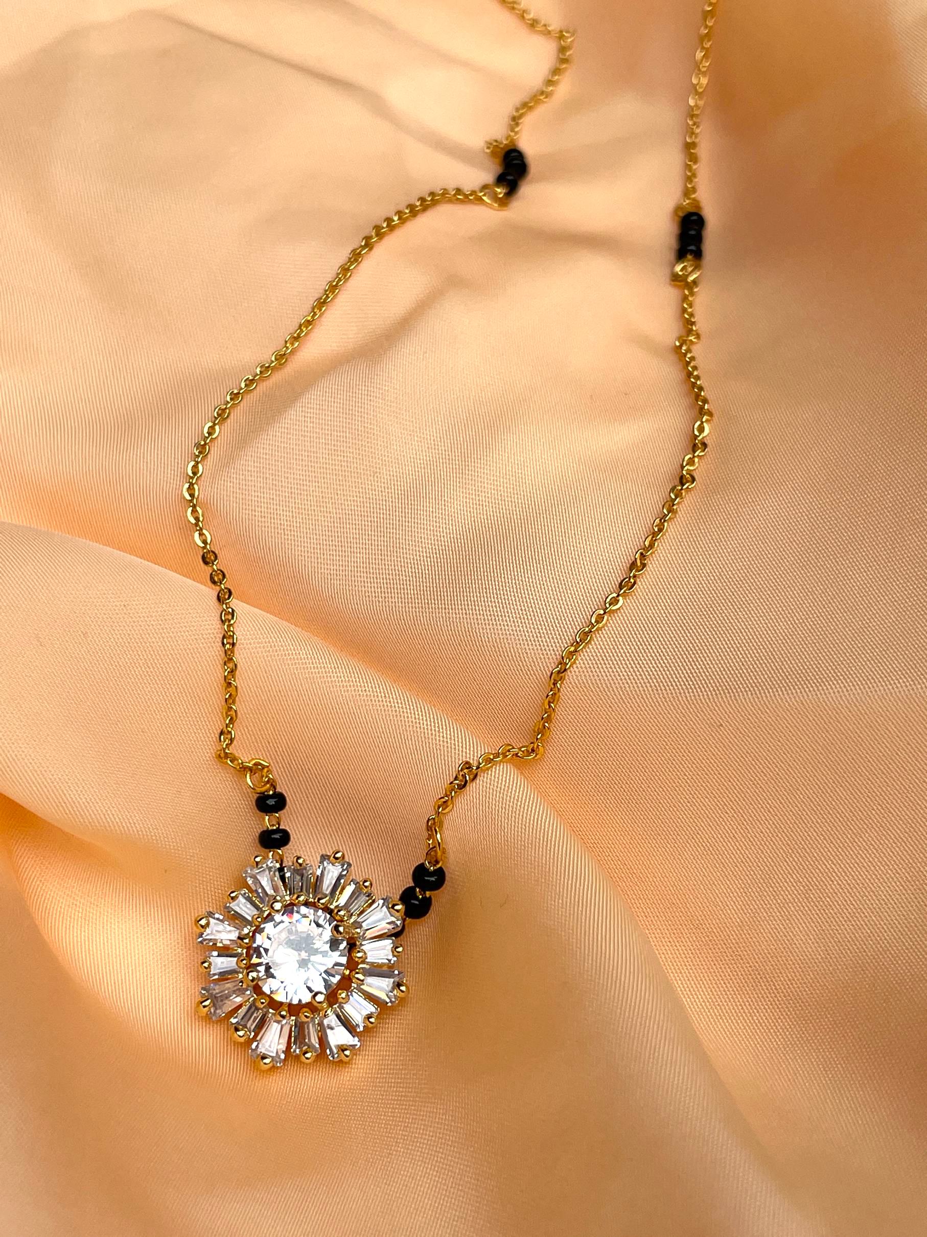 Beautiful Pink Floral Pattern Mangalsutra - Abdesignsjewellery