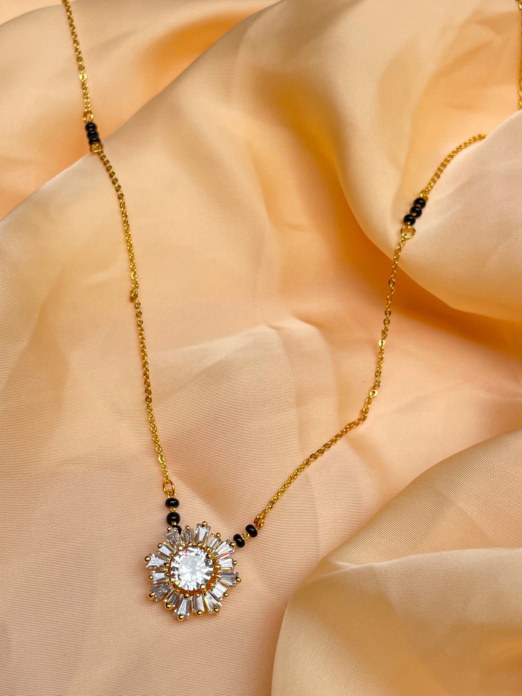 Beautiful Pink Floral Pattern Mangalsutra - Abdesignsjewellery