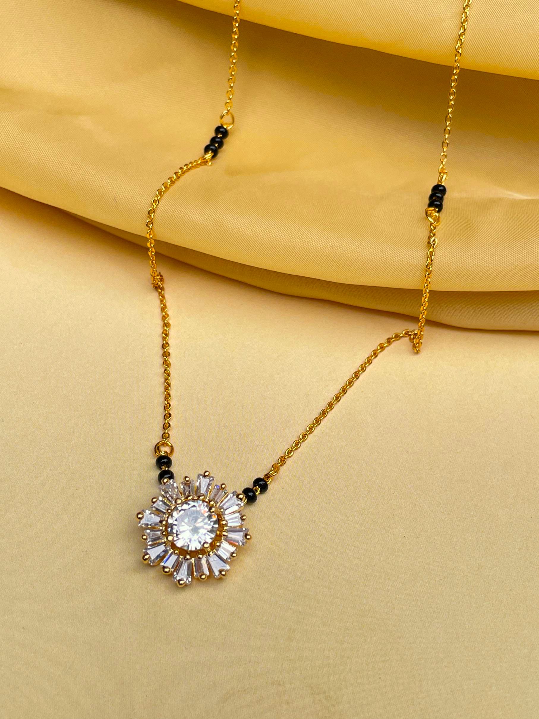 Beautiful Pink Floral Pattern Mangalsutra - Abdesignsjewellery