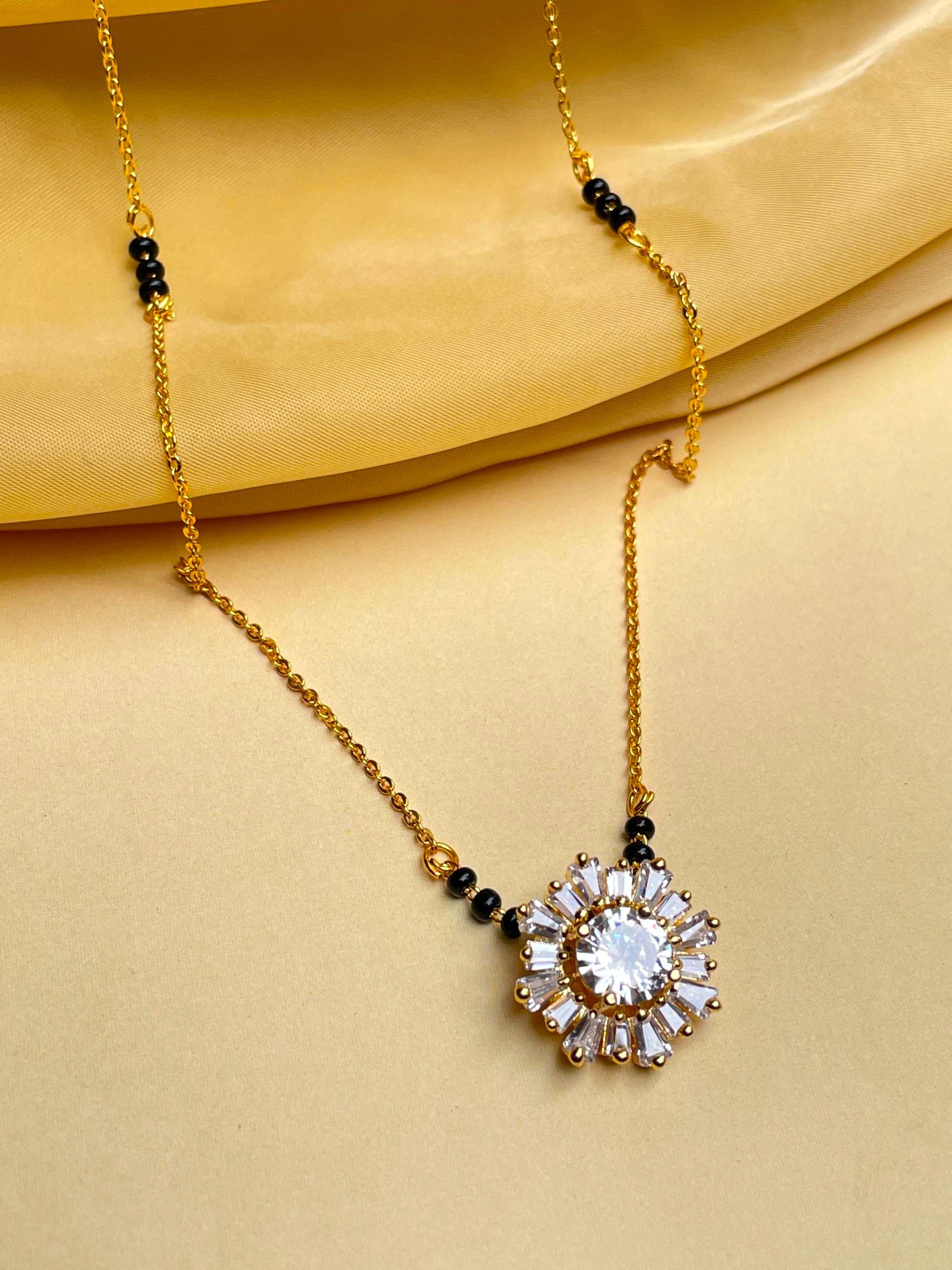 Beautiful Pink Floral Pattern Mangalsutra - Abdesignsjewellery