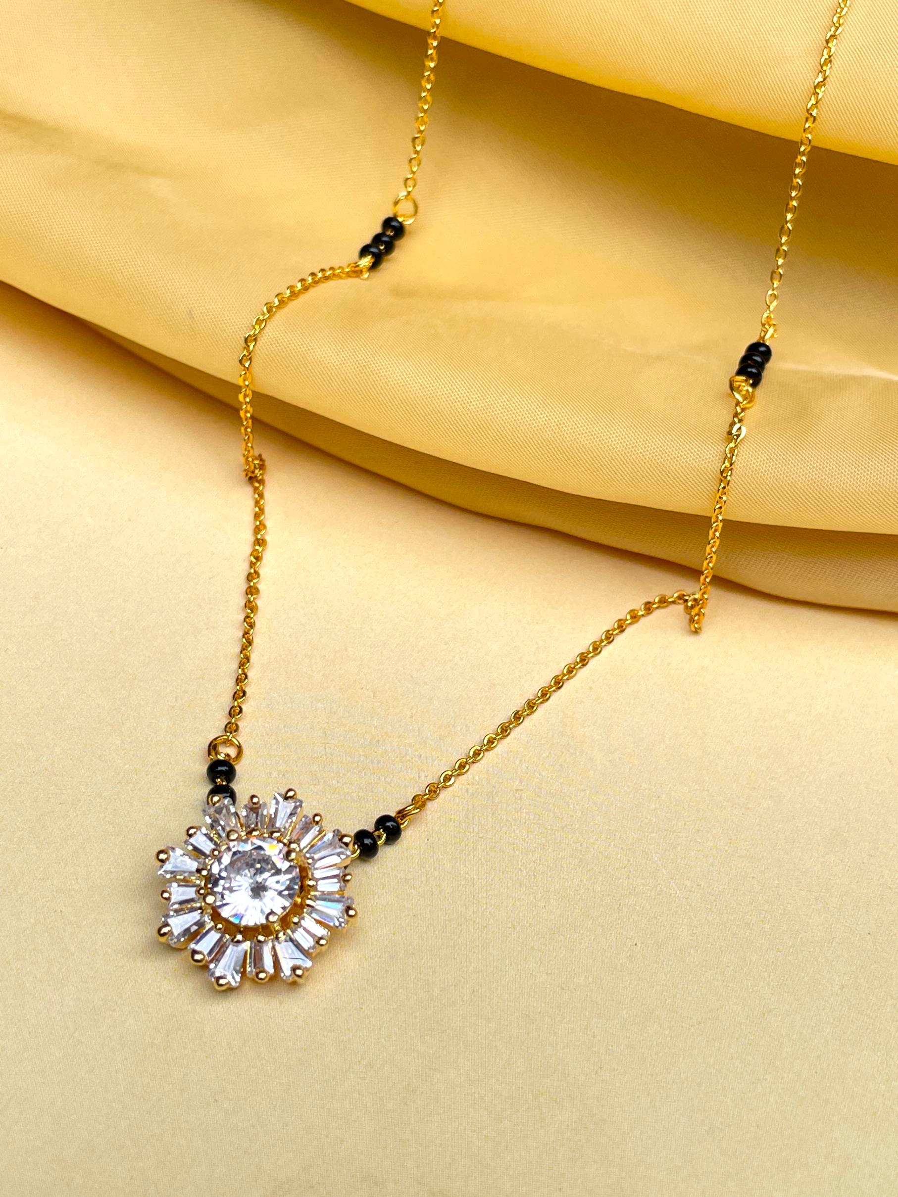 Beautiful Pink Floral Pattern Mangalsutra - Abdesignsjewellery