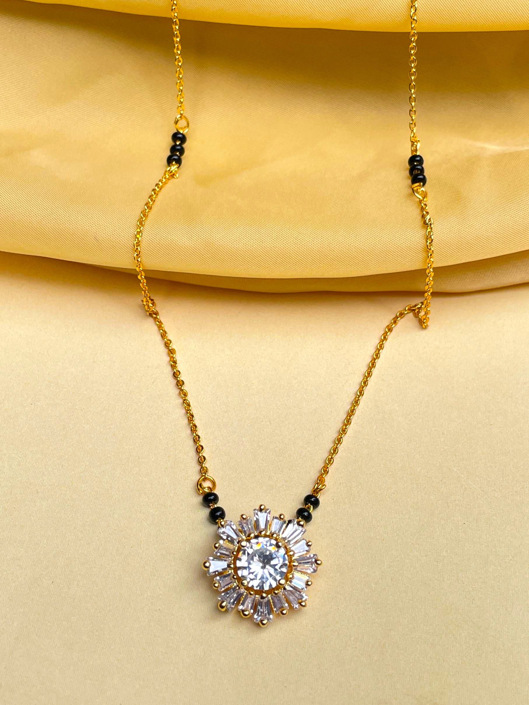 Beautiful Pink Floral Pattern Mangalsutra - Abdesignsjewellery