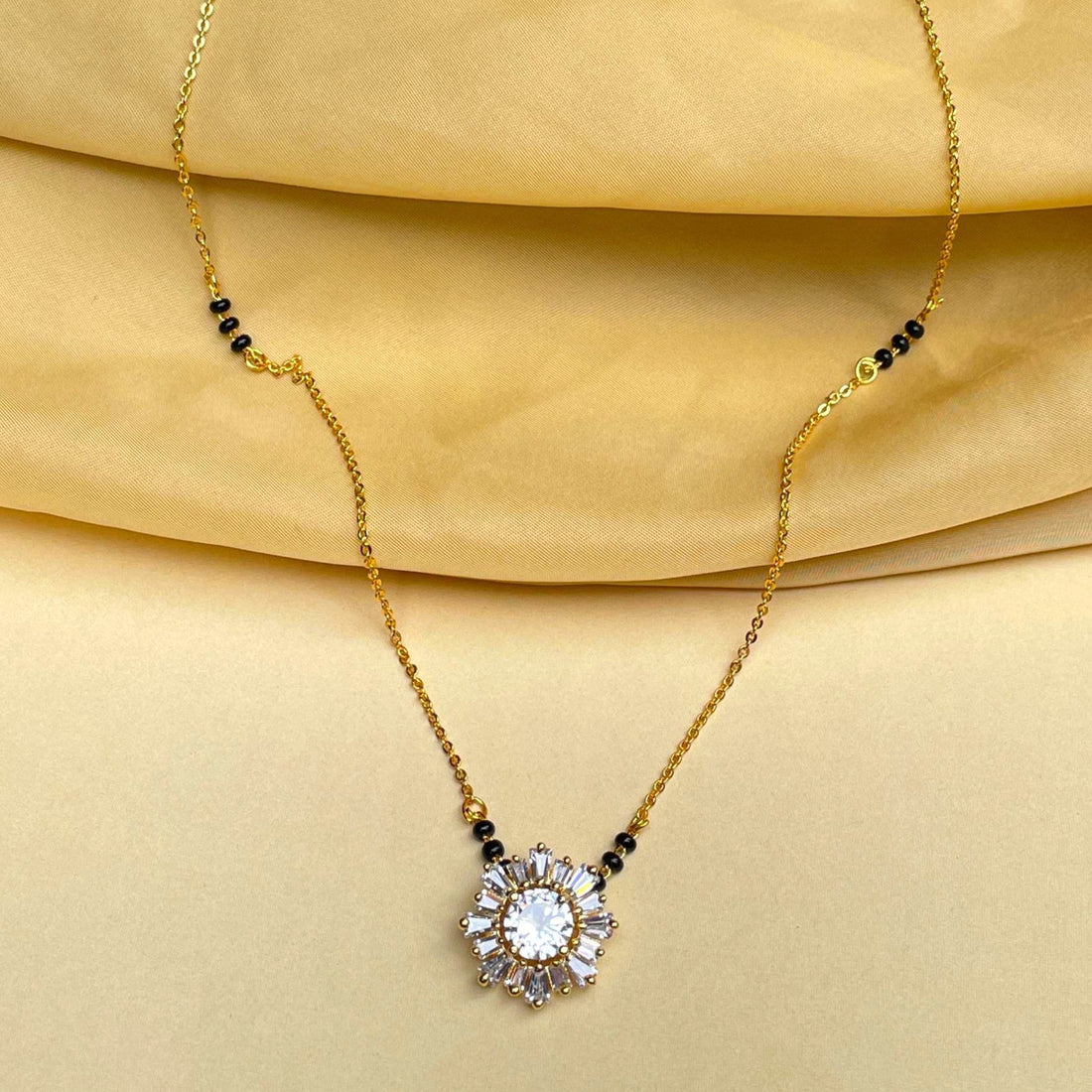 Beautiful Pink Floral Pattern Mangalsutra - Abdesignsjewellery