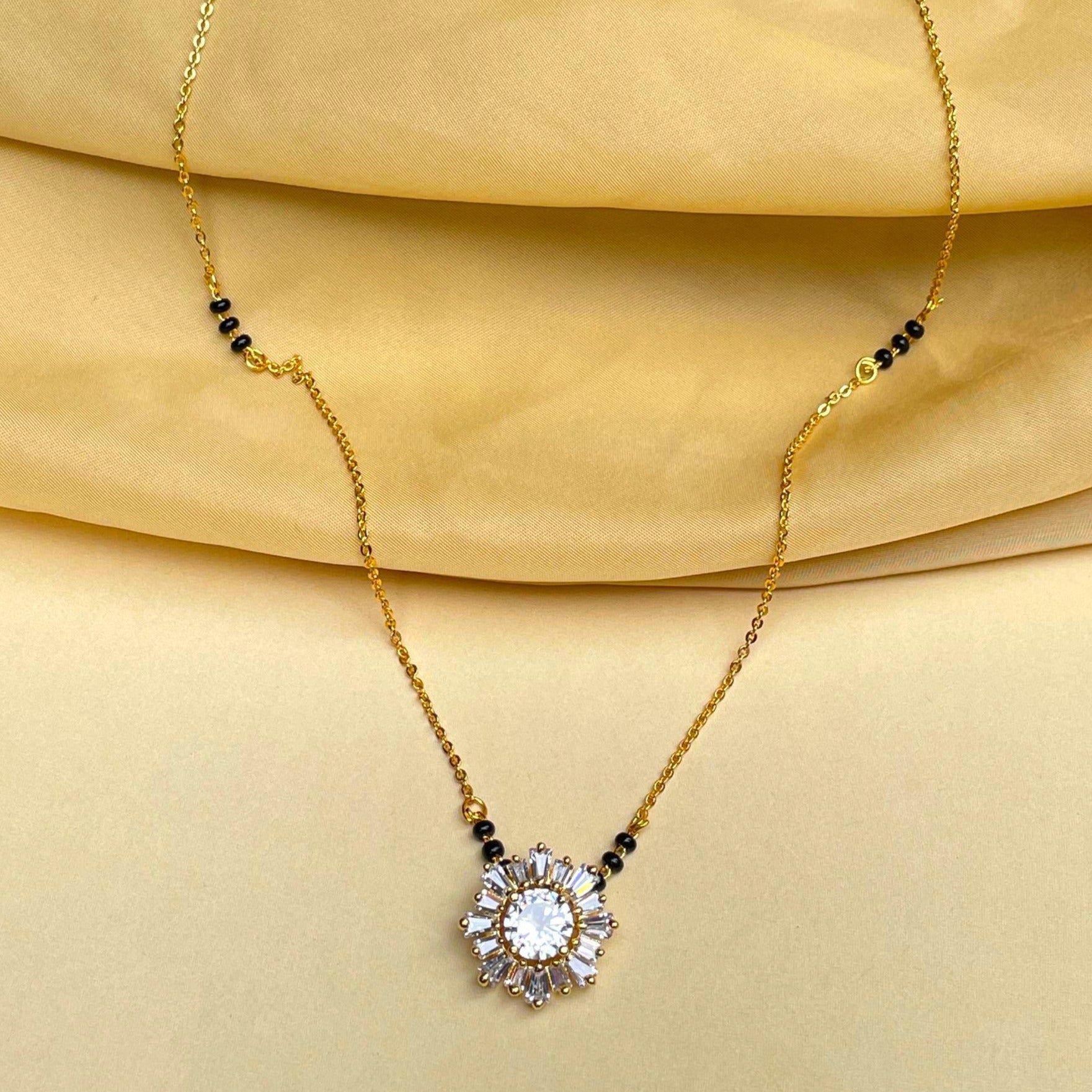 Beautiful Pink Floral Pattern Mangalsutra - Abdesignsjewellery