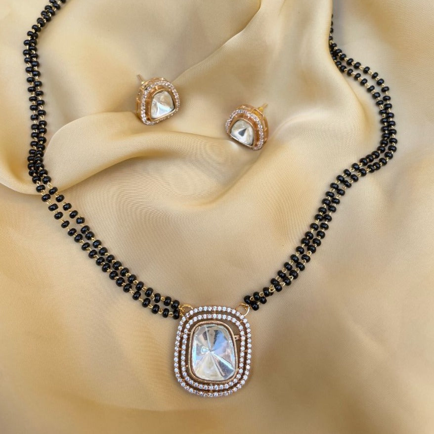 Uncut Gold Polki Diamond Mangalsutra & Earrings