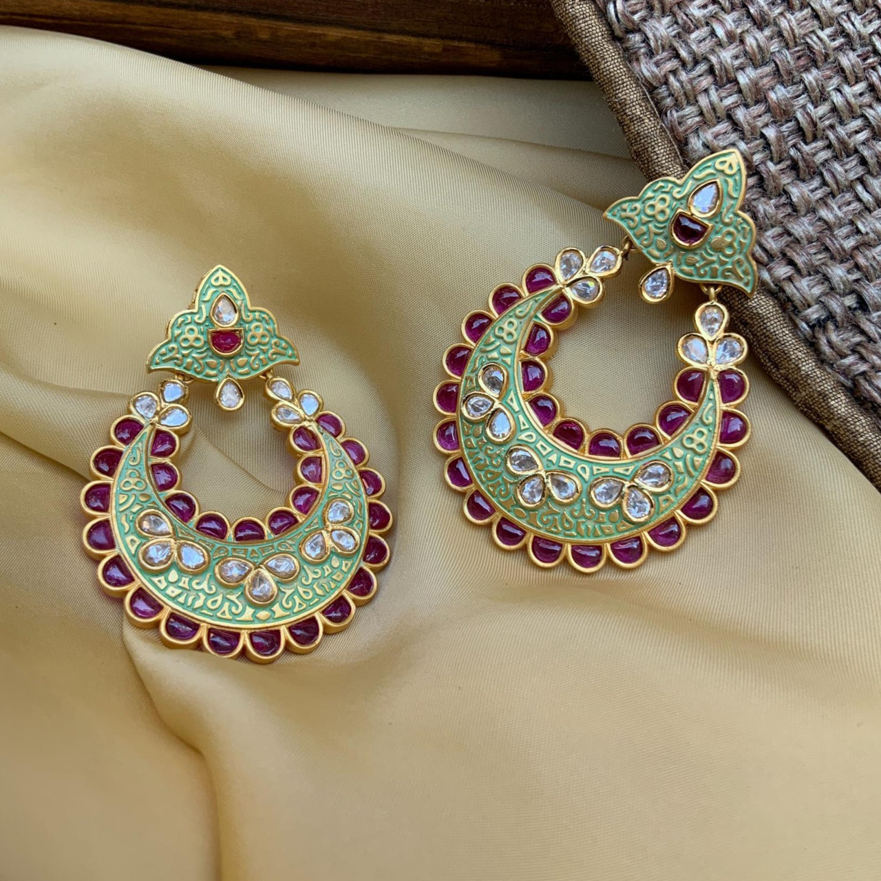 Elegant Green Kemp Stone Earring - Abdesignsjewellery