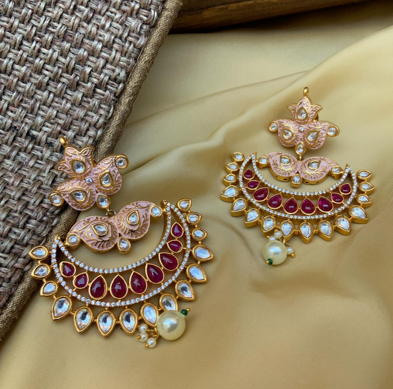 Beautiful Jaipuri Kemp Meenakari Earring - Abdesignsjewellery