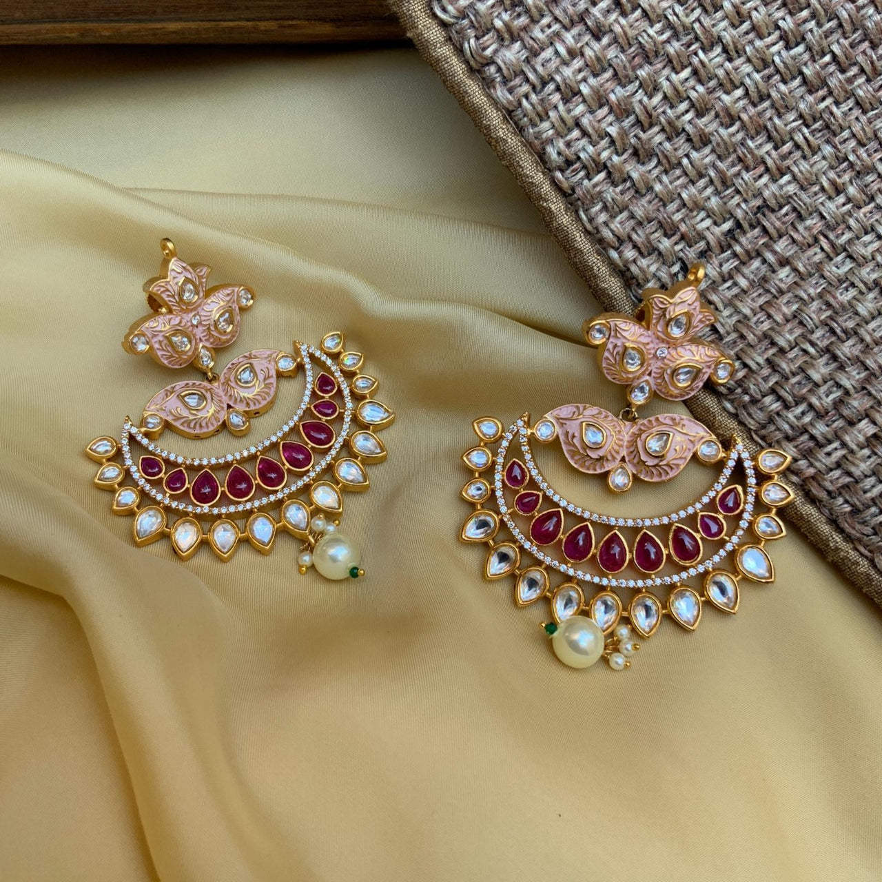 Beautiful Jaipuri Kemp Meenakari Earring - Abdesignsjewellery