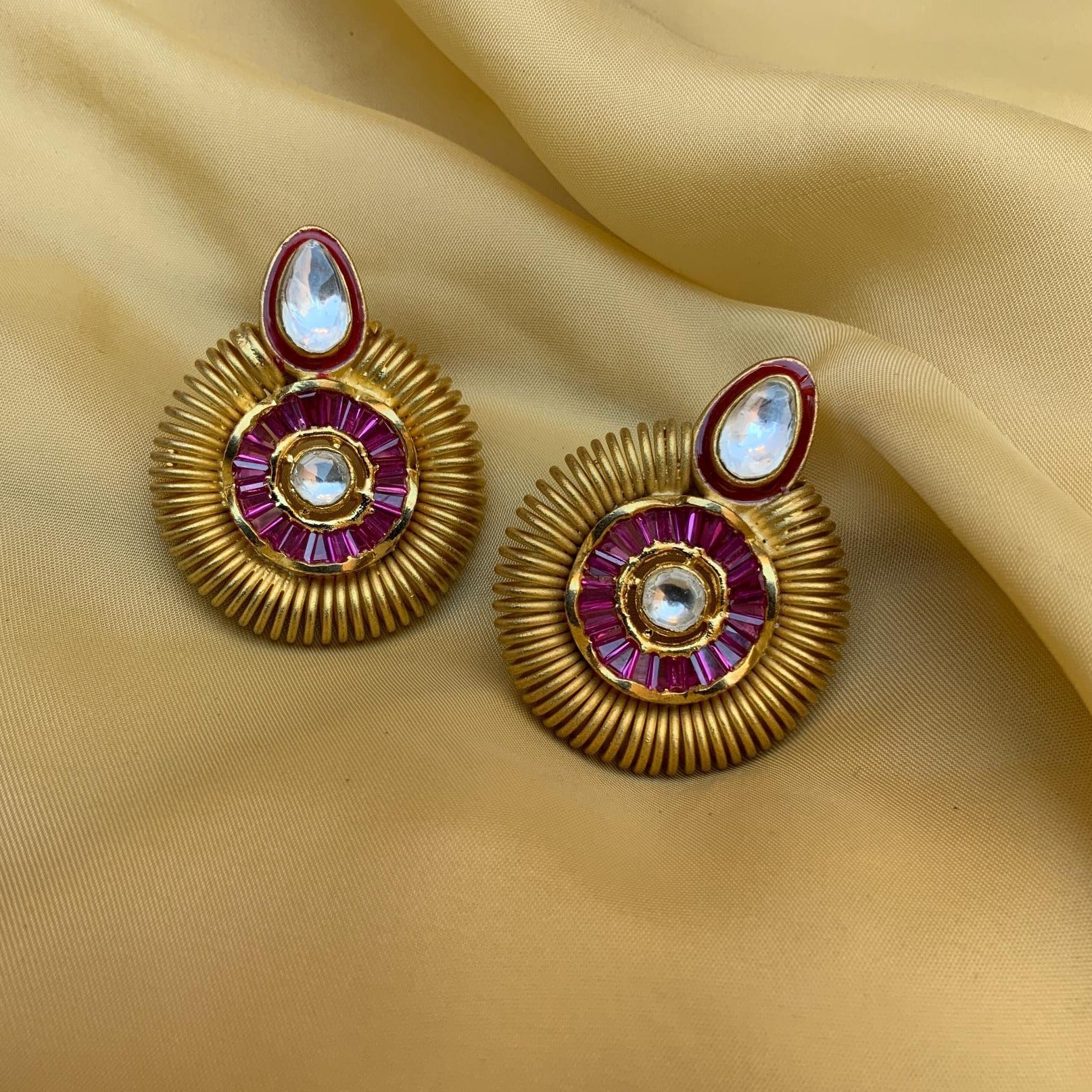 Beautiful Traditional Round Pink Earrings - Abdesignsjewellery