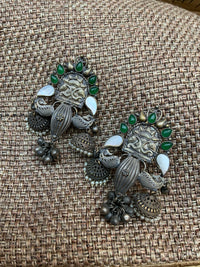 Thumbnail for Ethnic Silver Jumkha Earrings - Abdesignsjewellery