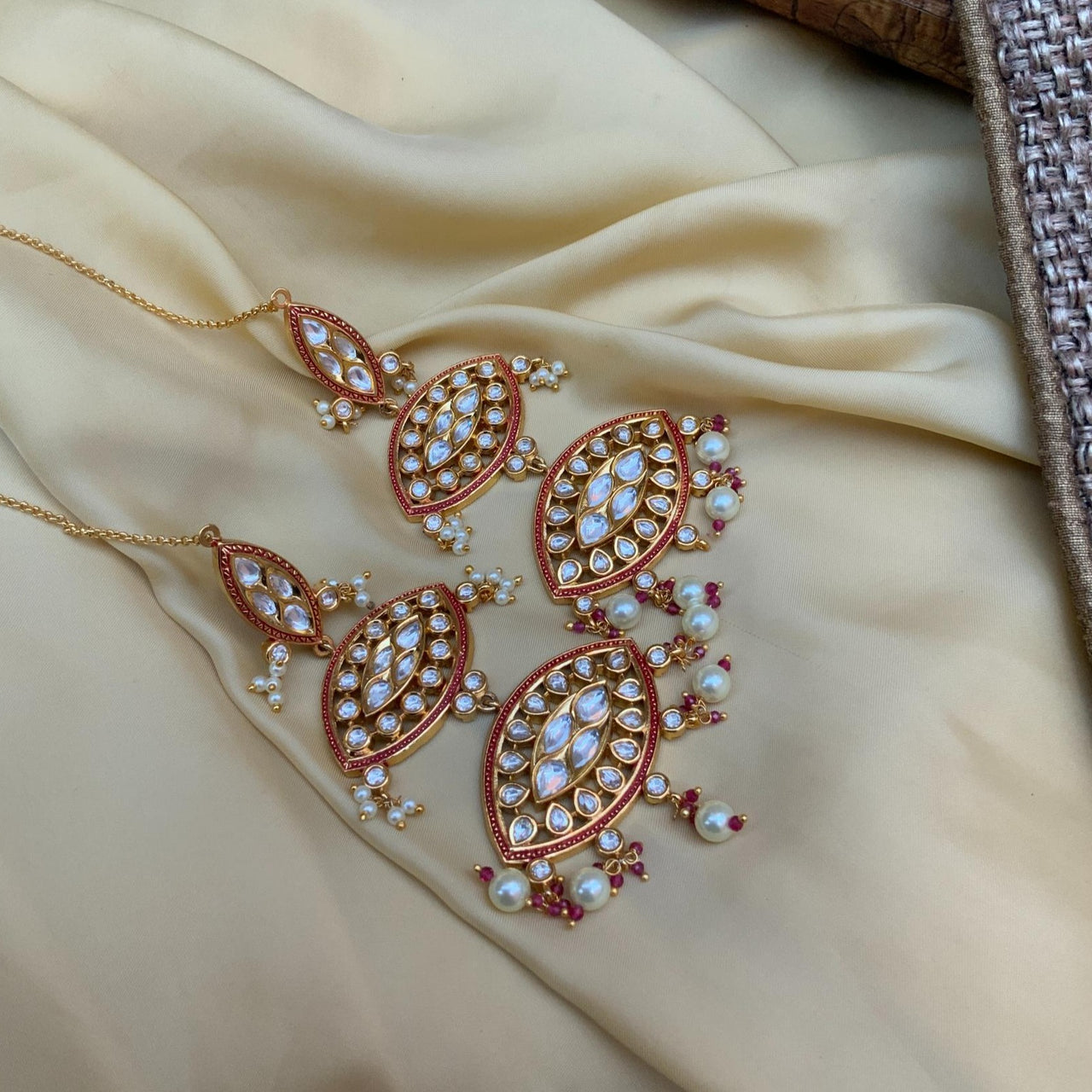 Premium Kundan Antique Gold Finish Earrings