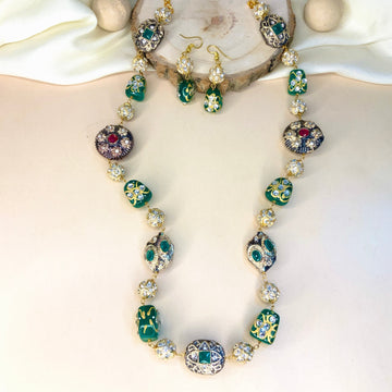 High Quality Green Jaipuri Stone Mala