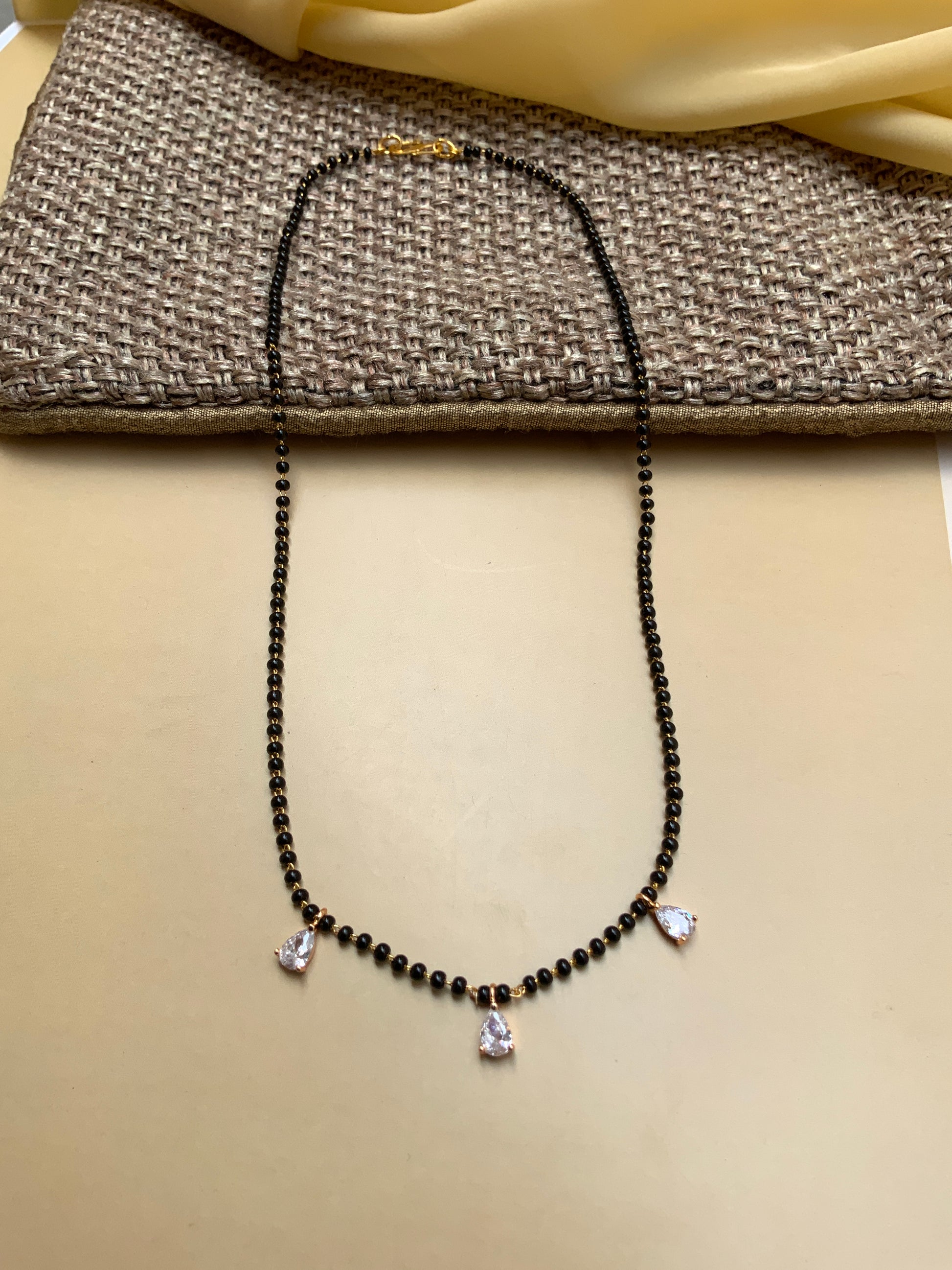 Dailywear Gold Plated Diamond 3 Drops Mangalsutra - Abdesignsjewellery