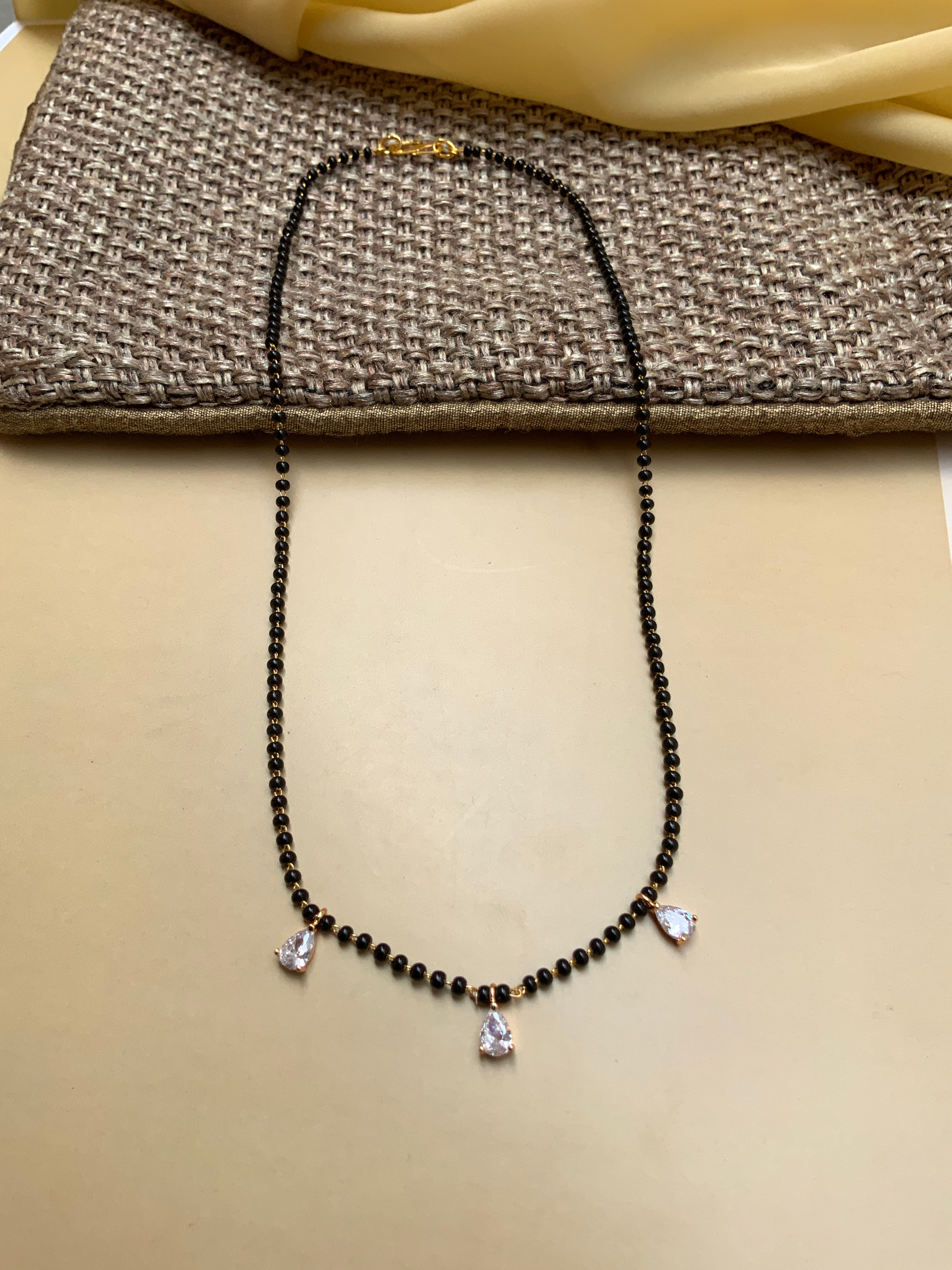 Dailywear Gold Plated Diamond 3 Drops Mangalsutra - Abdesignsjewellery