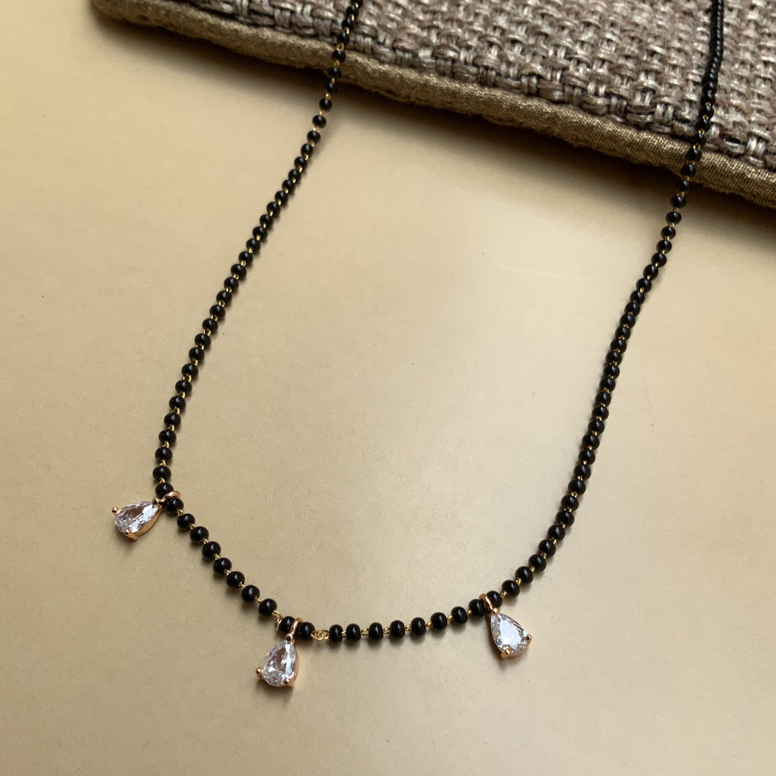 Dailywear Gold Plated Diamond 3 Drops Mangalsutra - Abdesignsjewellery