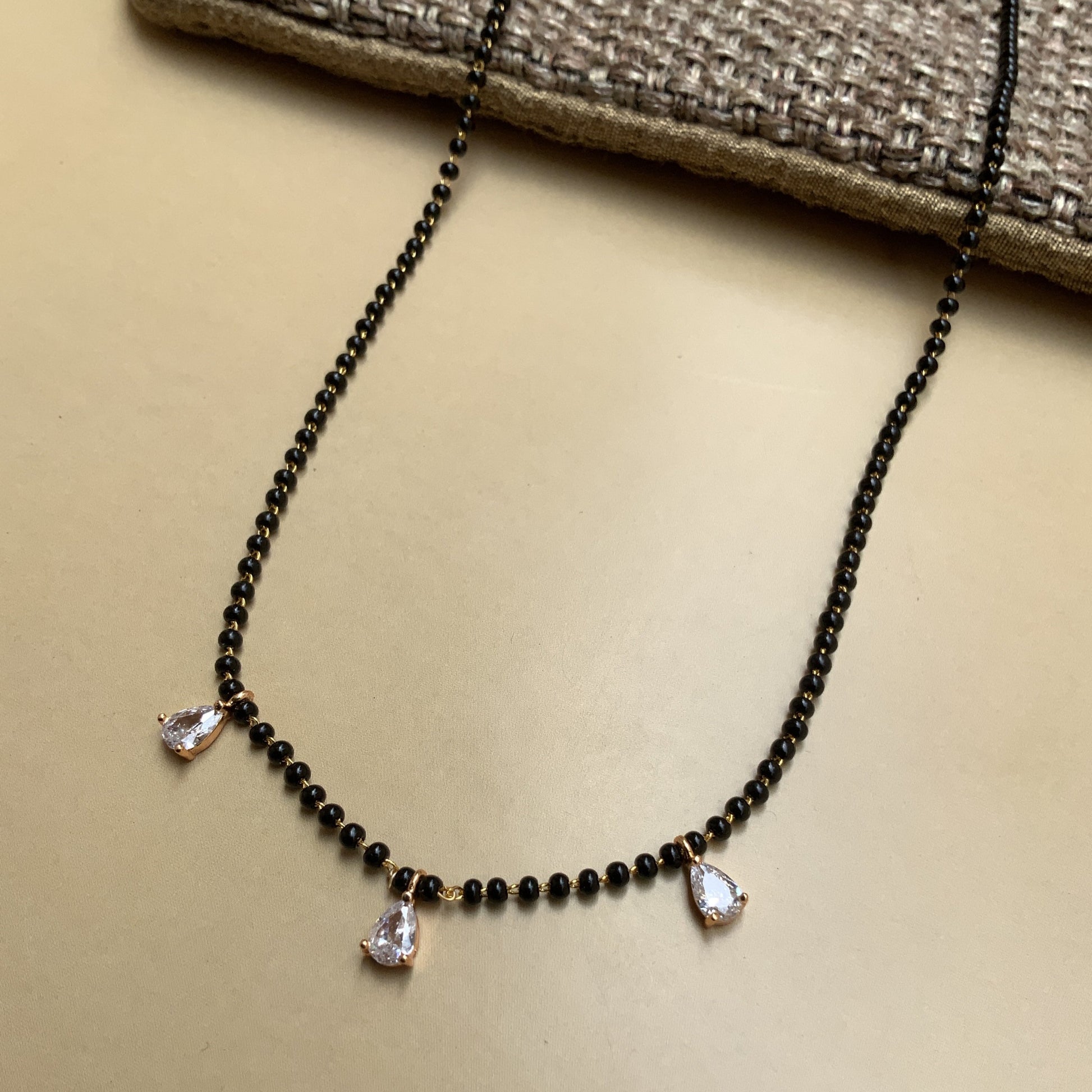 Dailywear Gold Plated Diamond 3 Drops Mangalsutra - Abdesignsjewellery