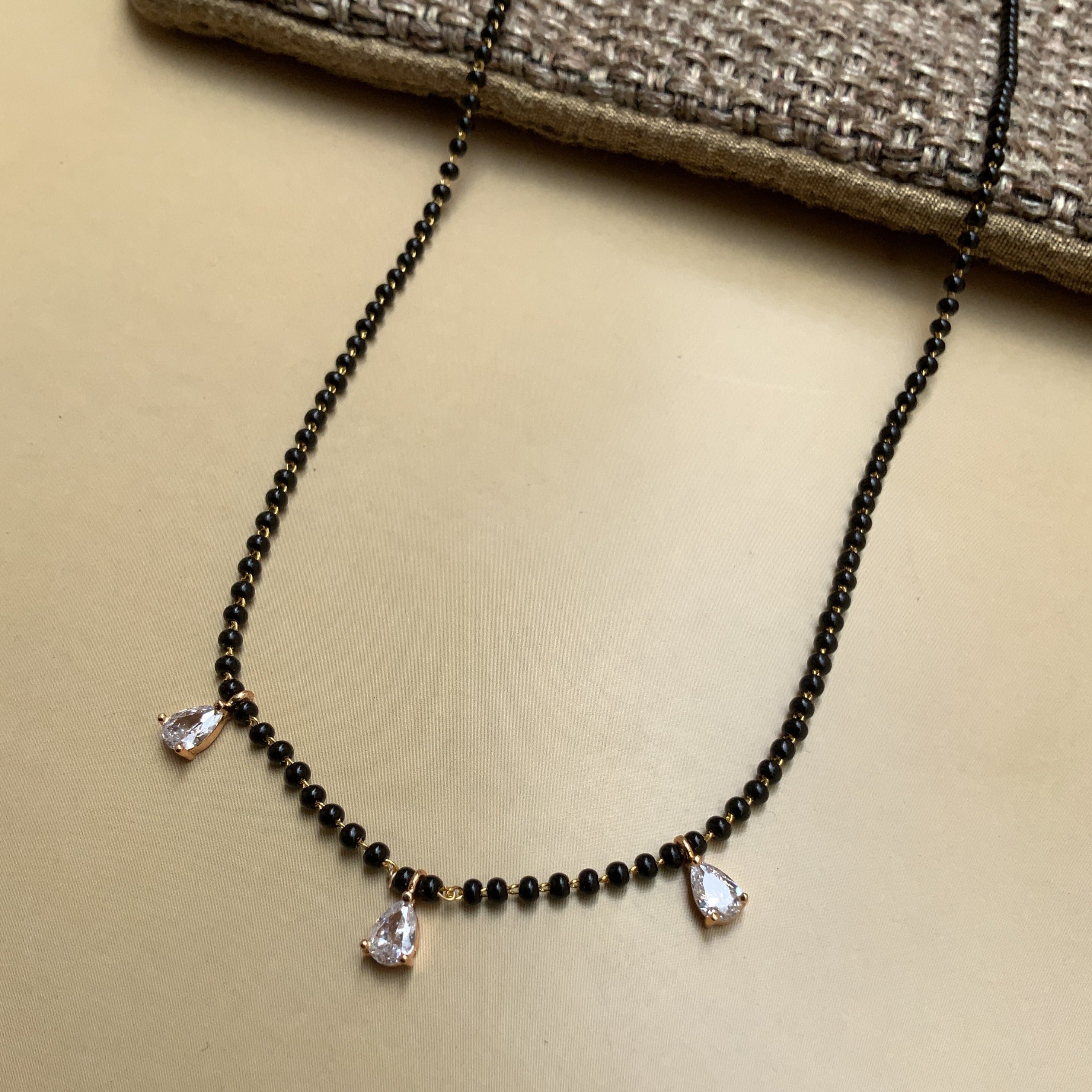 Dailywear Gold Plated Diamond 3 Drops Mangalsutra - Abdesignsjewellery