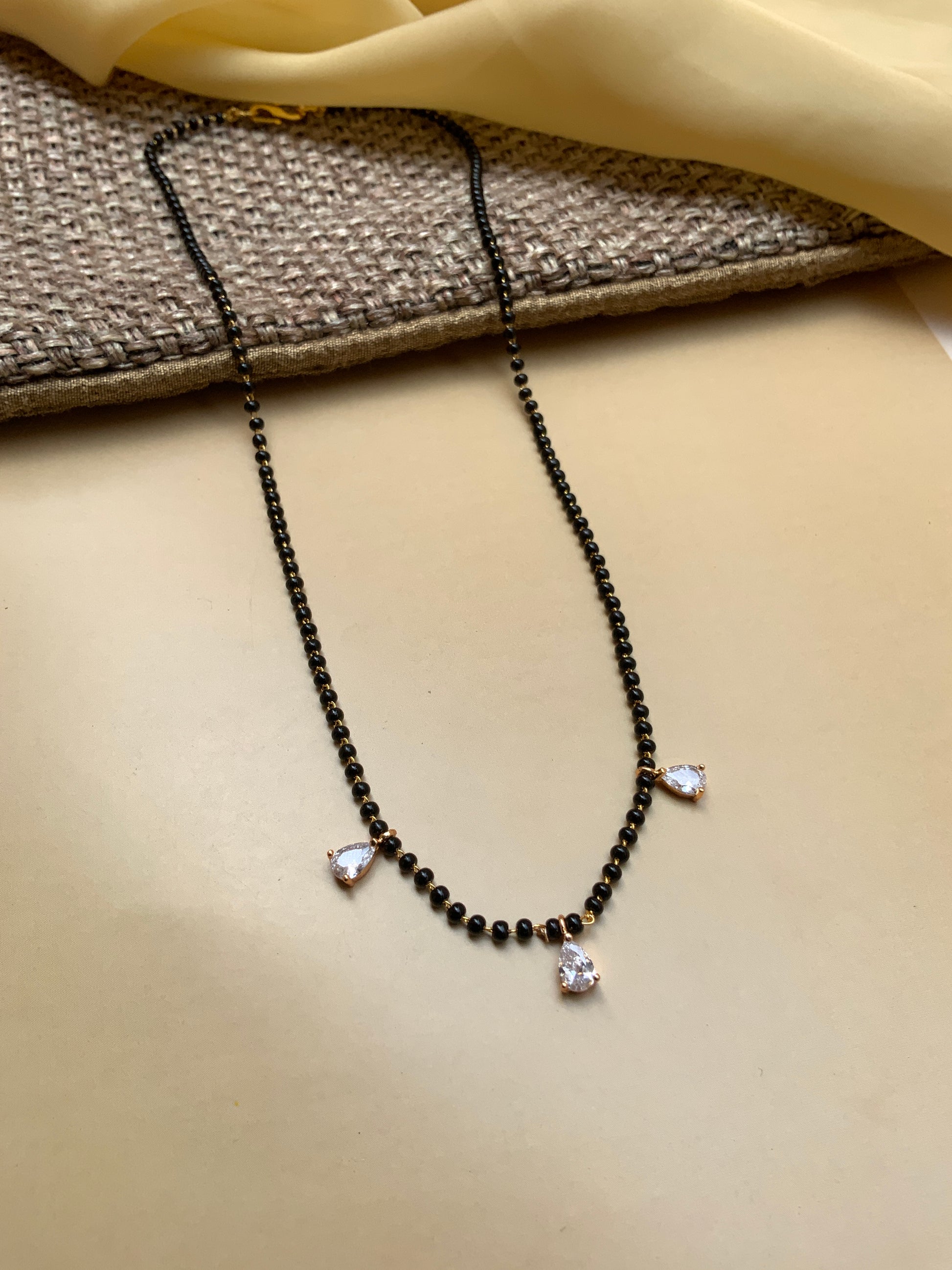 Dailywear Gold Plated Diamond 3 Drops Mangalsutra - Abdesignsjewellery