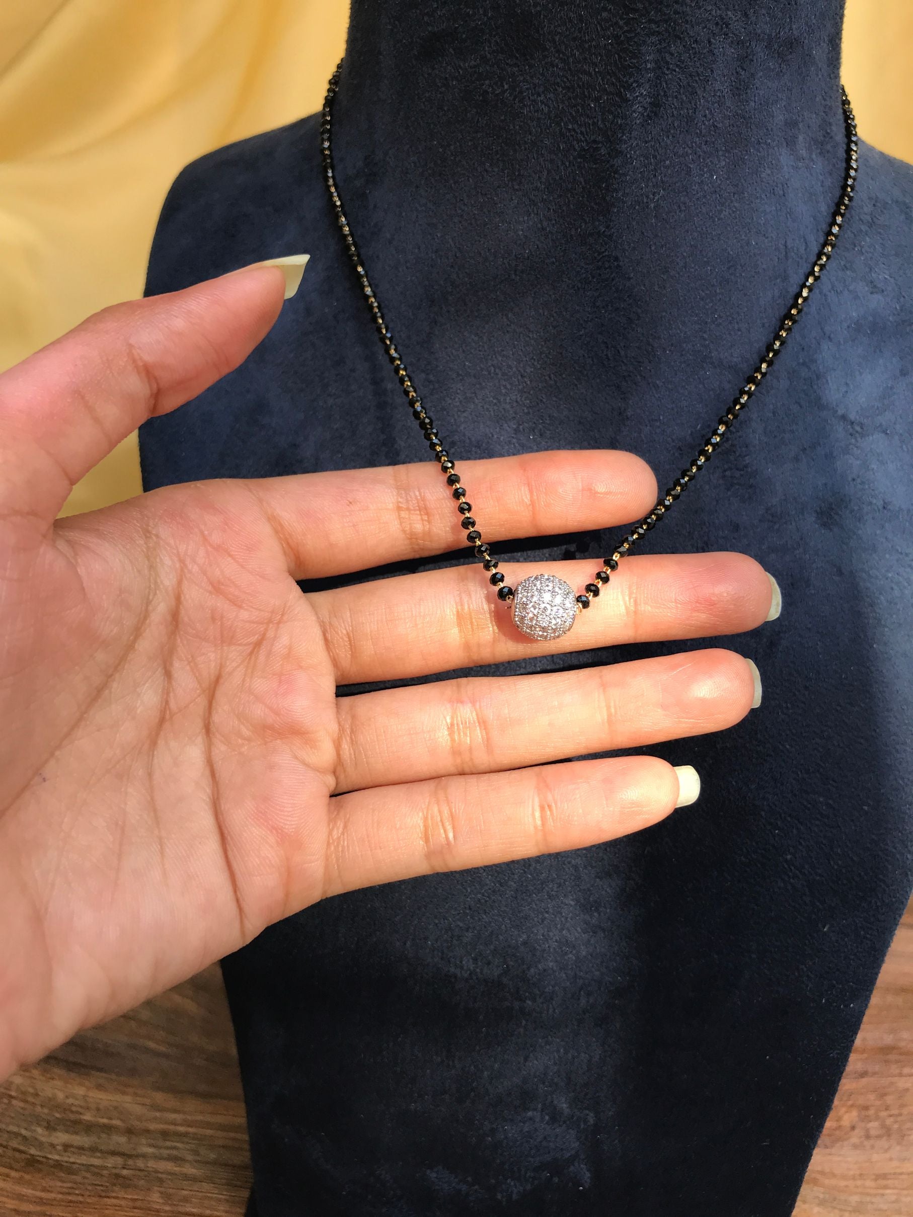 Round Silver Ball Mangalsutra - Abdesignsjewellery