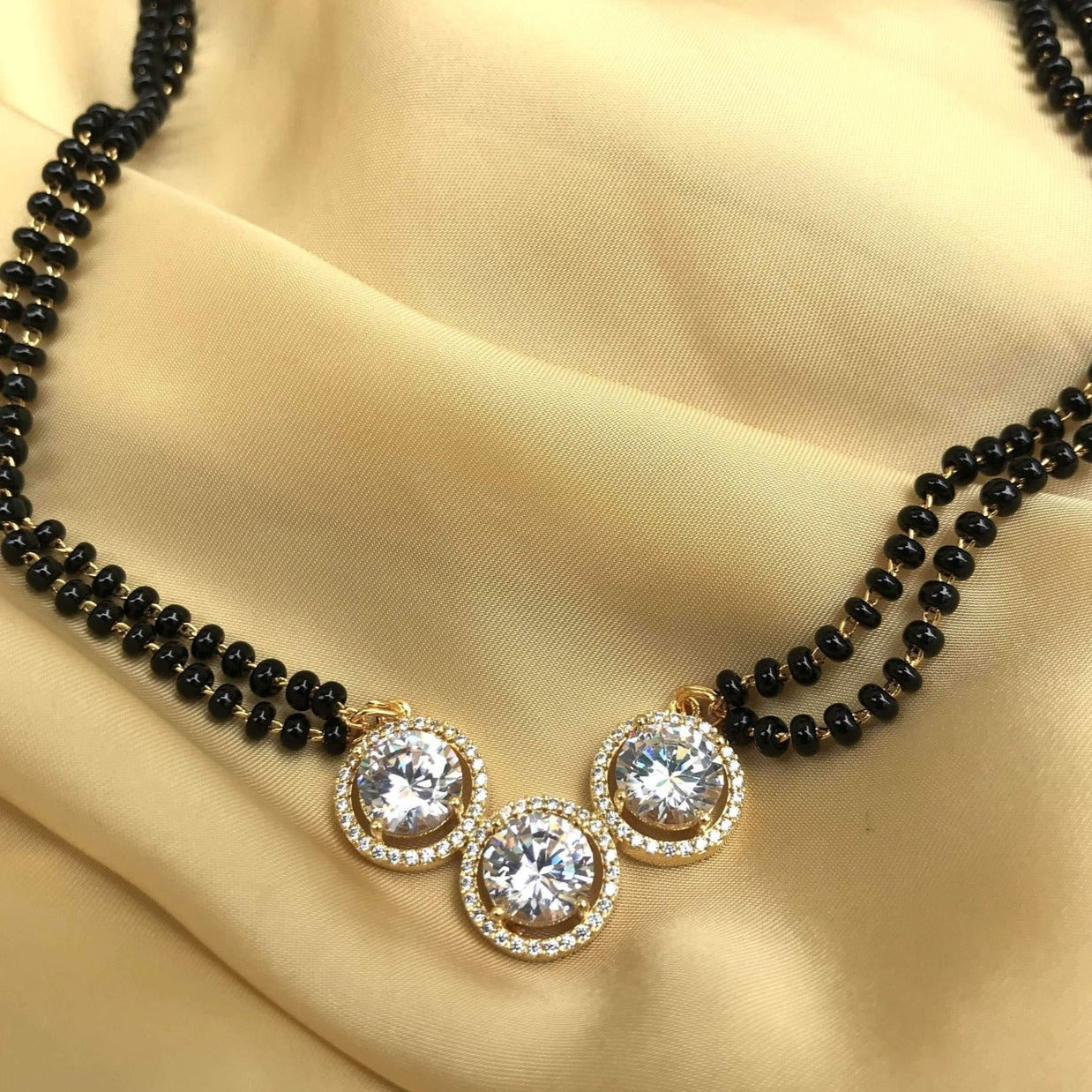 Astonishing Diamond Stone Mangalsutra - Abdesignsjewellery