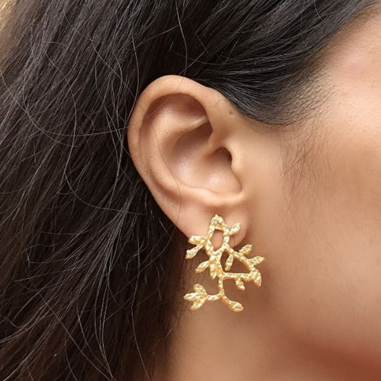Matt Gold Fusion Petal Flower Earrings - Abdesignsjewellery
