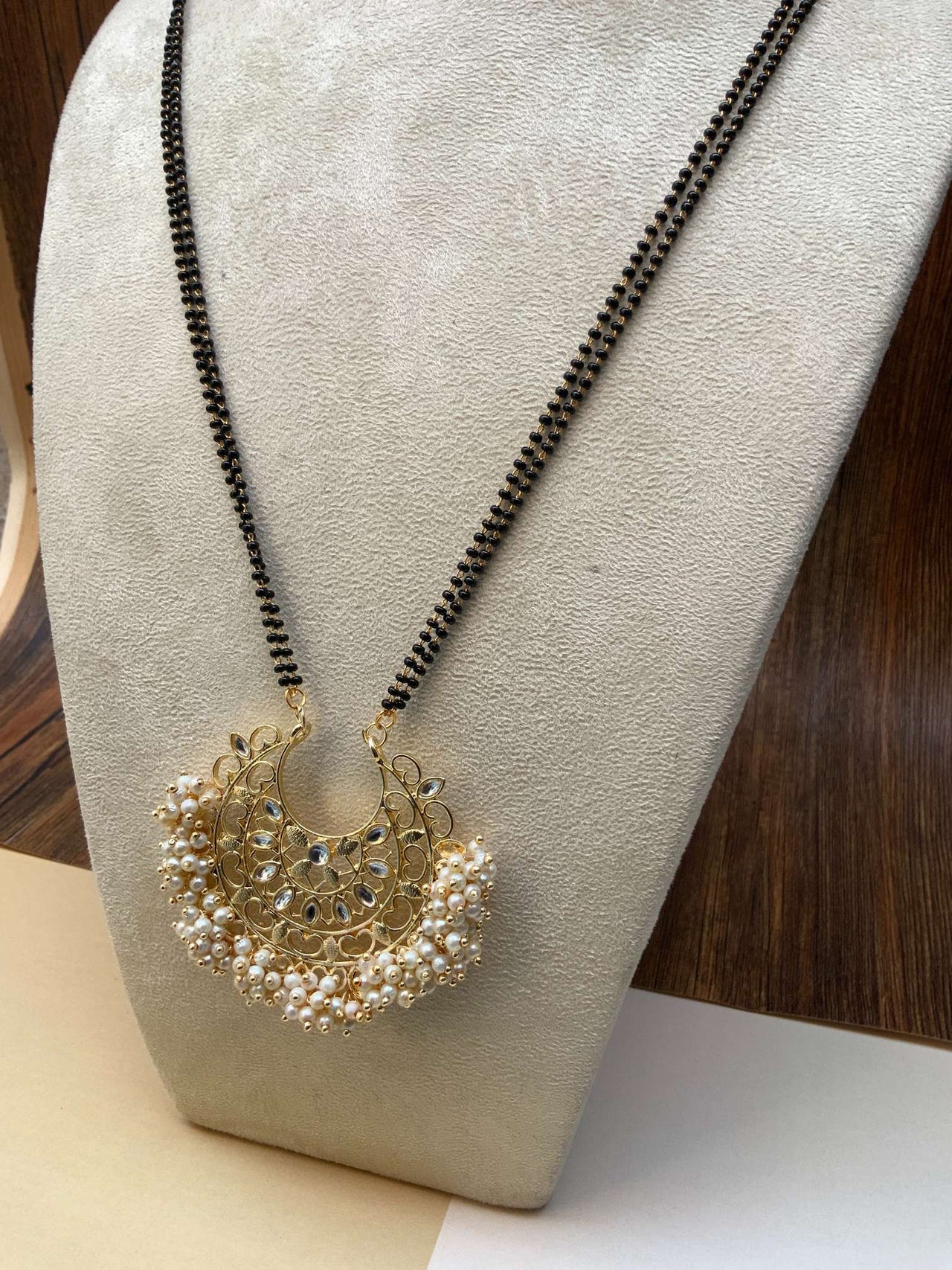 Beautiful Round Pearl Drop Mangalsutra - Abdesignsjewellery