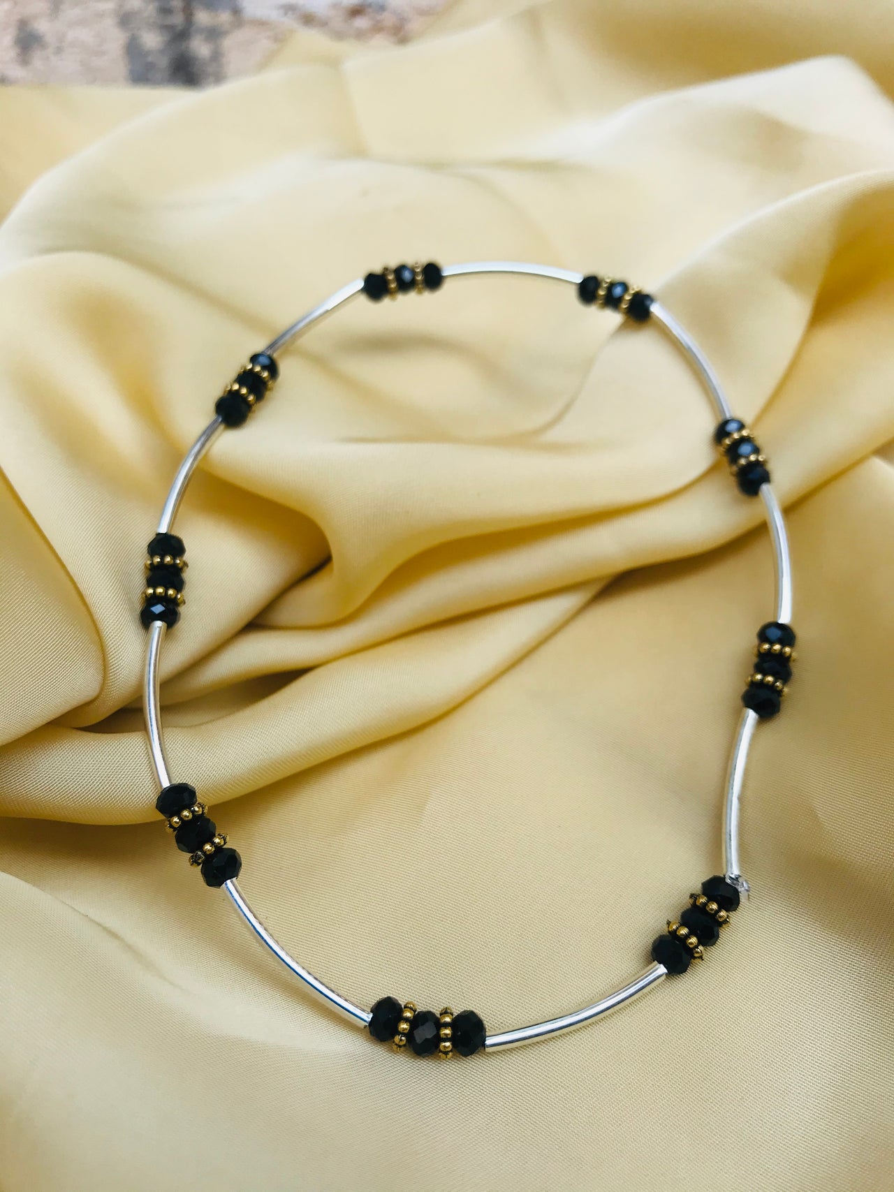 Free Size Black Bead Anklet - Abdesignsjewellery