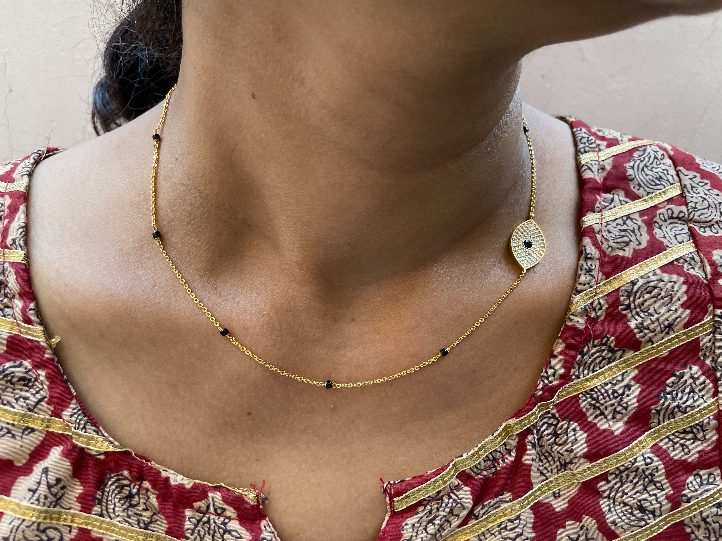 Goodluck Evil Eye Gold Plated Mangalsutra - Abdesignsjewellery