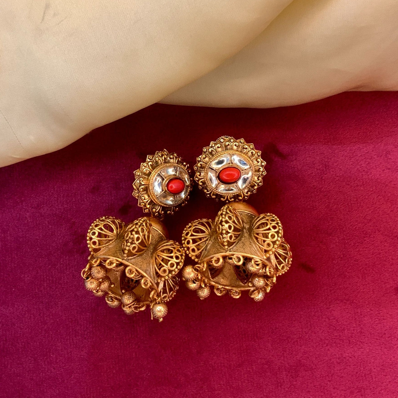 Elegant Gold Plated Antique Temple Earring - Abdesignsjewellery