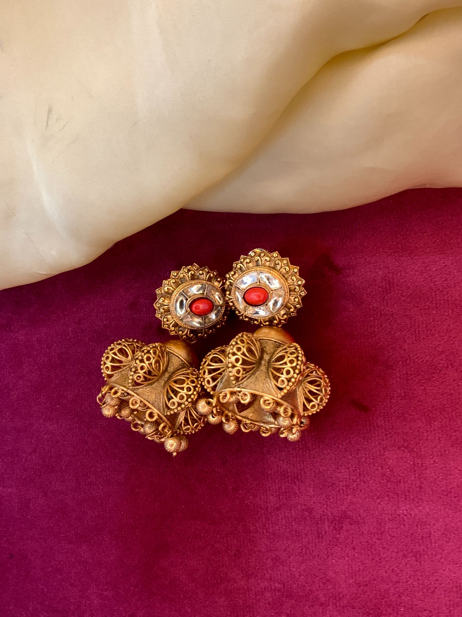 Elegant Gold Plated Antique Temple Earring - Abdesignsjewellery