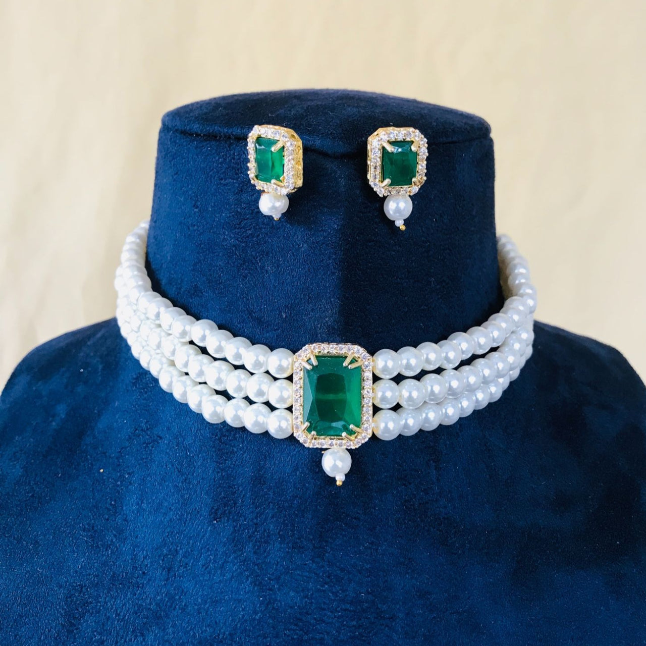 Kundan Green Beaded Choker Necklace