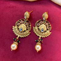 Thumbnail for Floral Antique Gold Chandbali Earring