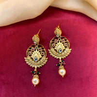 Thumbnail for Floral Antique Gold Chandbali Earring