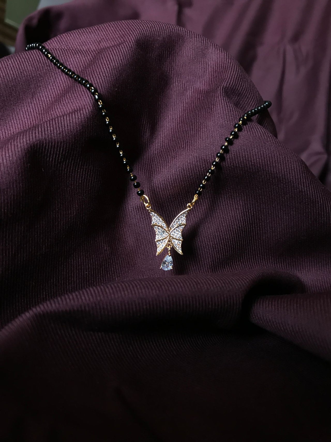 Butterfly Diamond Mangalsutra - Abdesignsjewellery