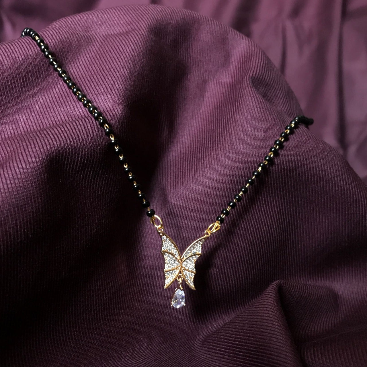 Butterfly Diamond Mangalsutra - Abdesignsjewellery
