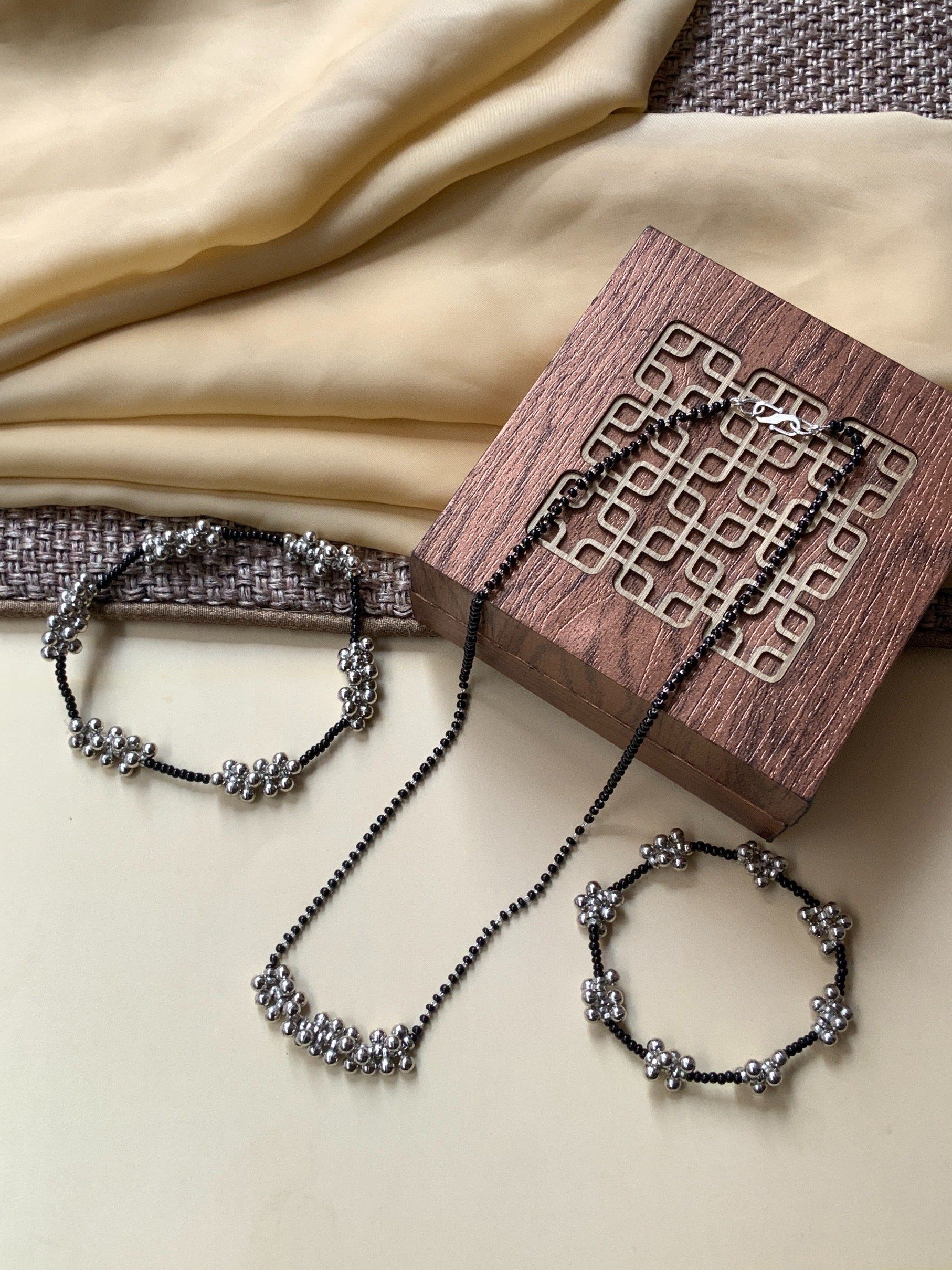 Silver Ghungroo Beads Mangalsutra Jewellery Combo