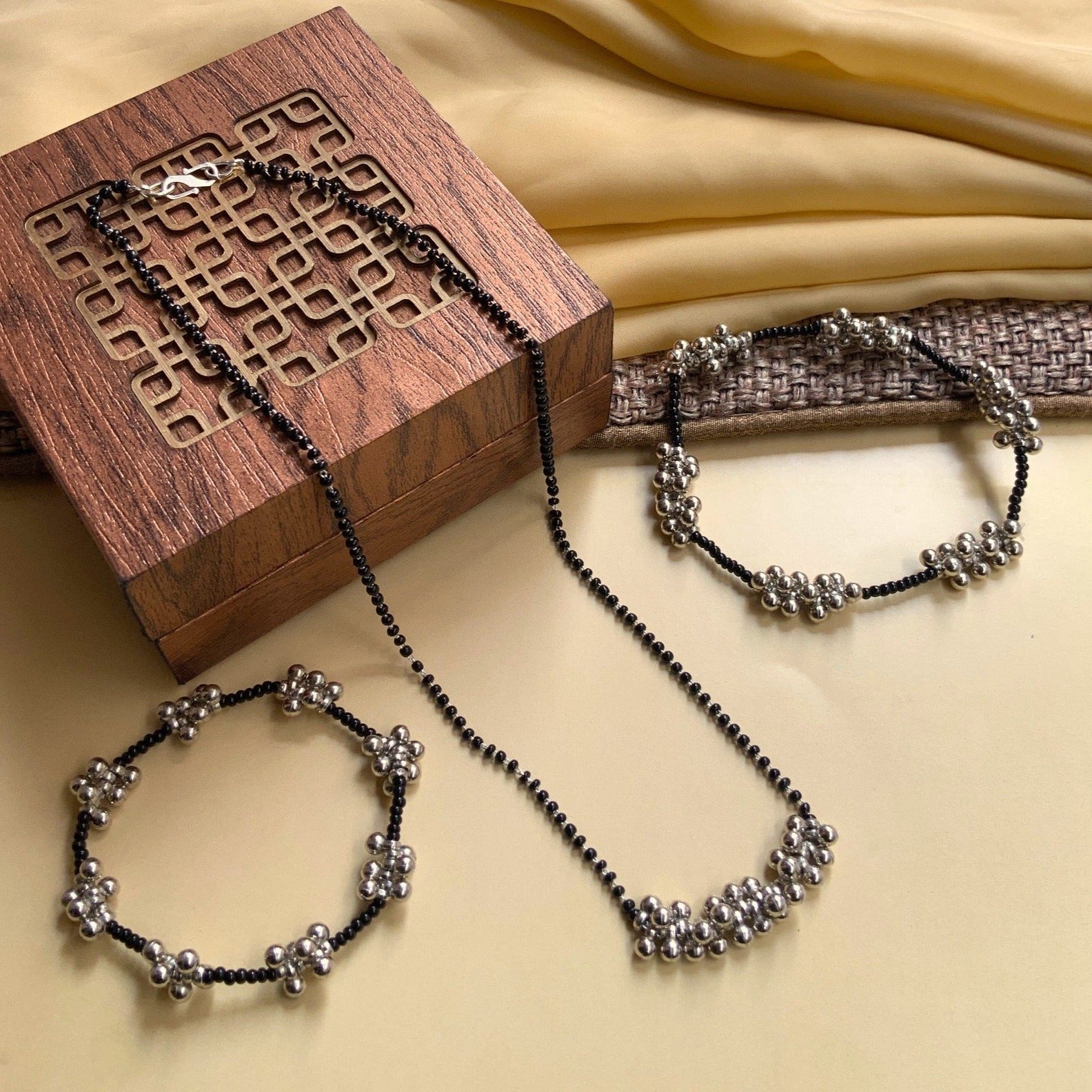 Silver Ghungroo Beads Mangalsutra Jewellery Combo
