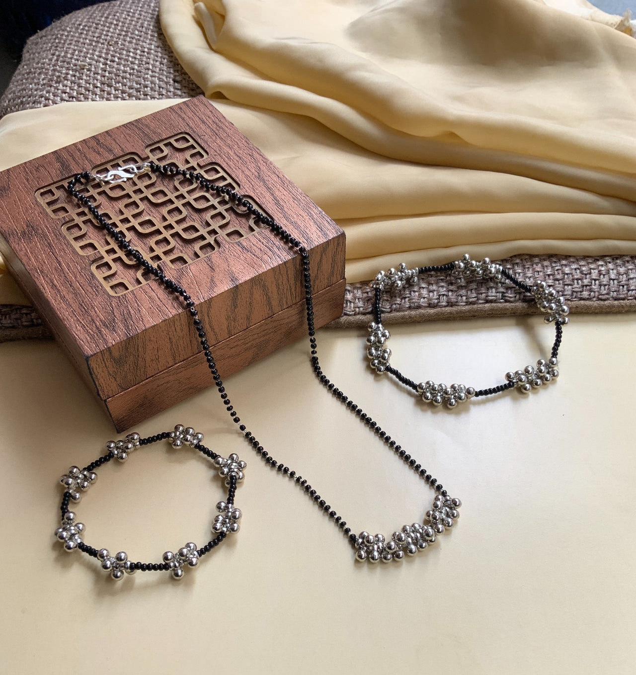 Silver Ghungroo Beads Mangalsutra Jewellery Combo